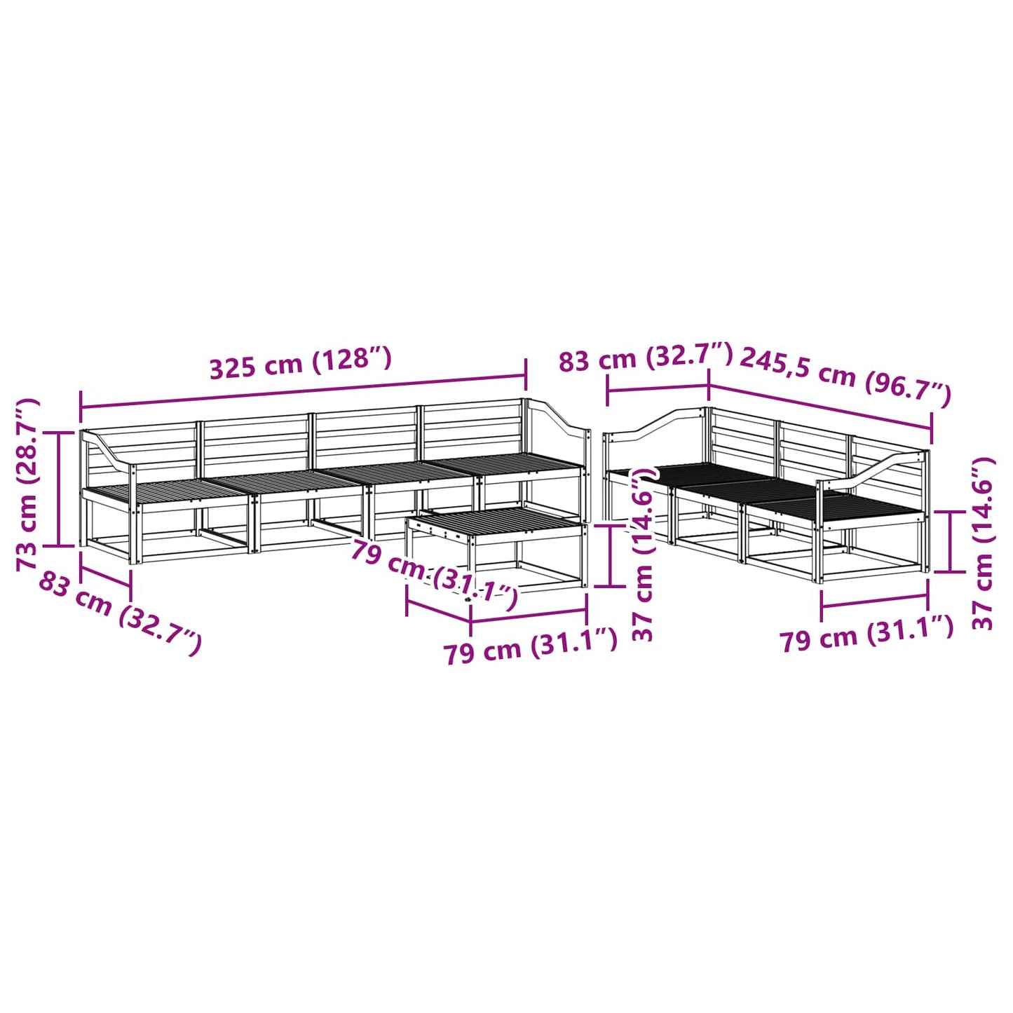 Outdoor-Sofagarnitur 8 pcs Natur Massivholz Akazie
