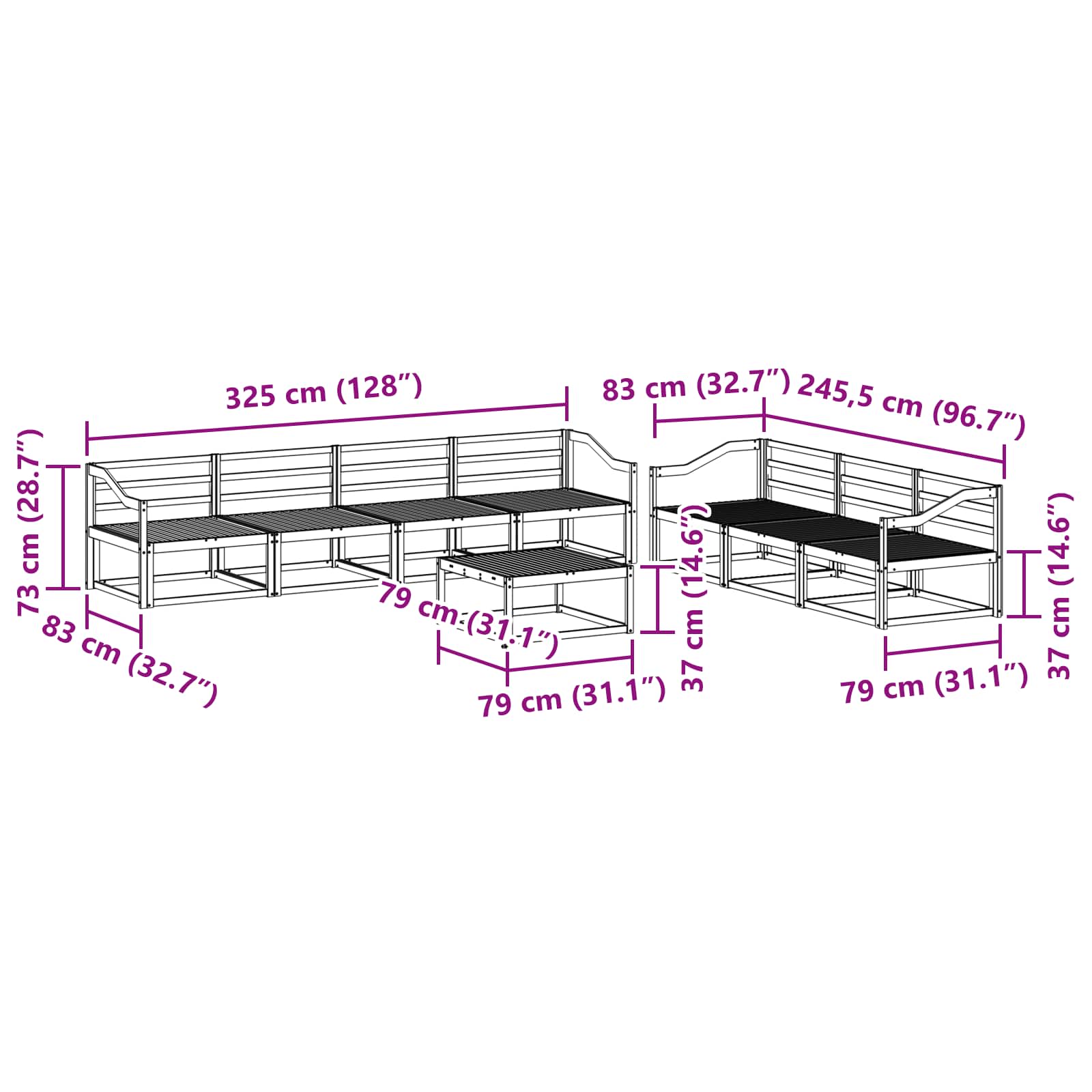 Outdoor-Sofagarnitur 8 pcs Natur Massivholz Akazie