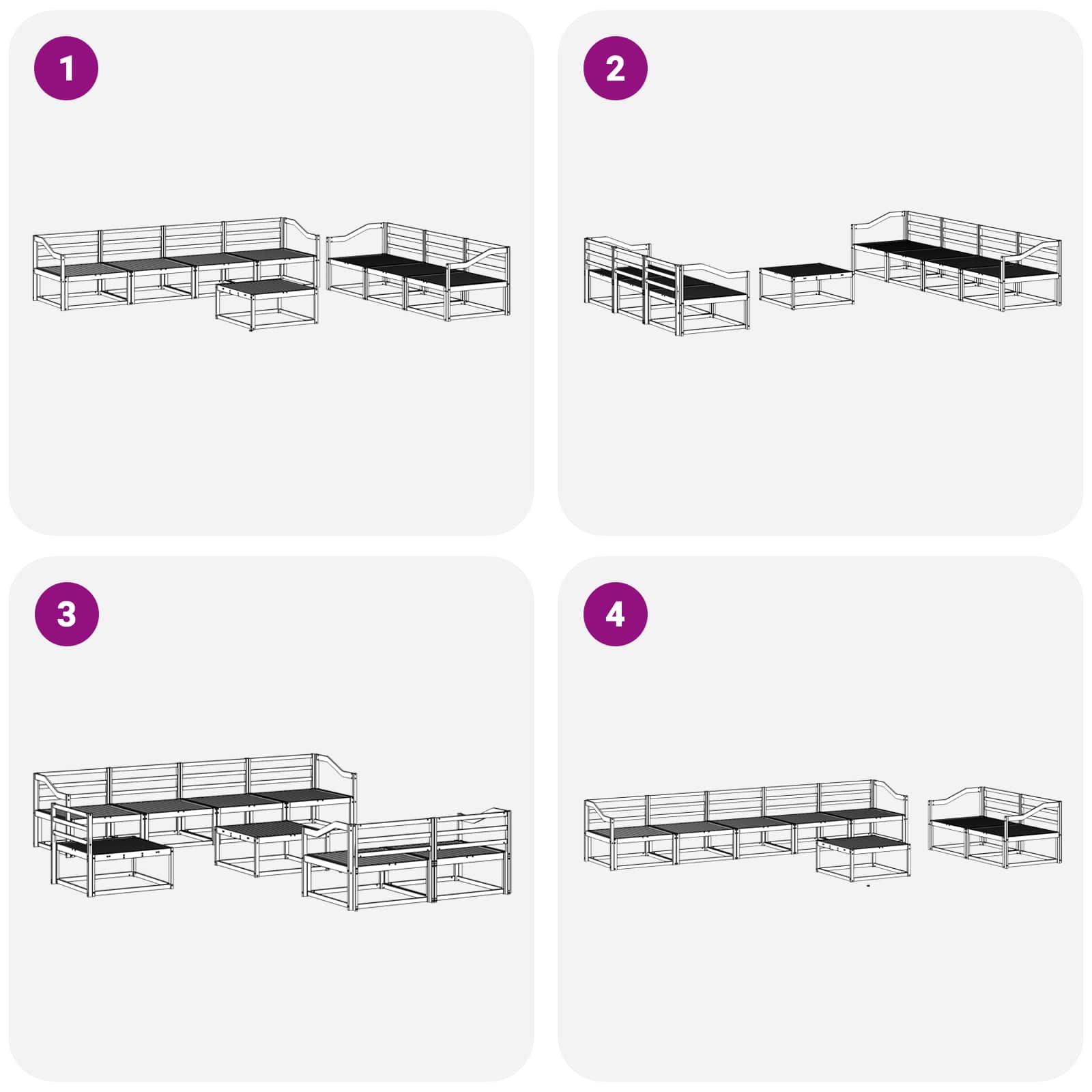 Outdoor-Sofagarnitur 8 pcs Natur Massivholz Akazie