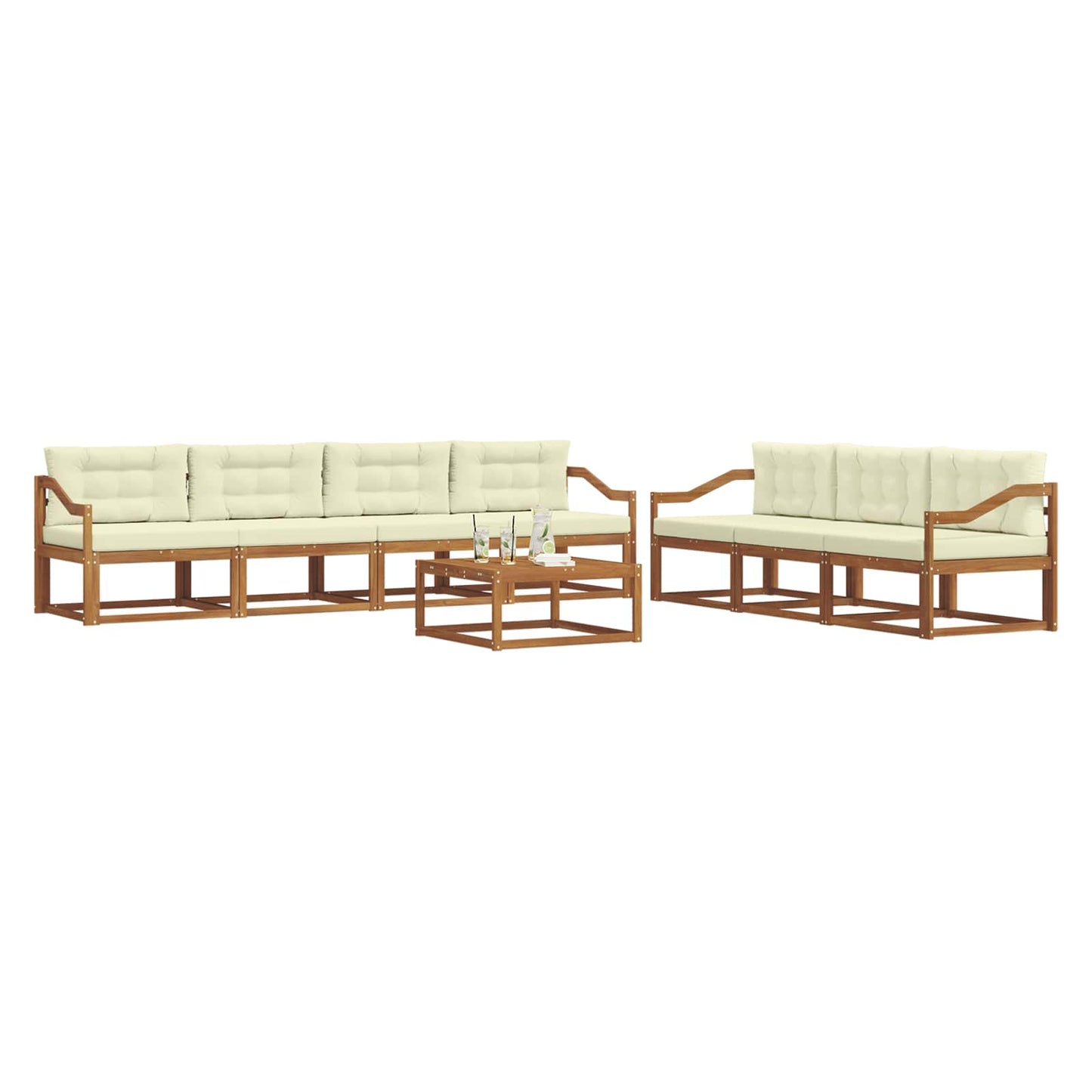 Outdoor-Sofagarnitur mit Kissen 8 pcs Natur und Creme