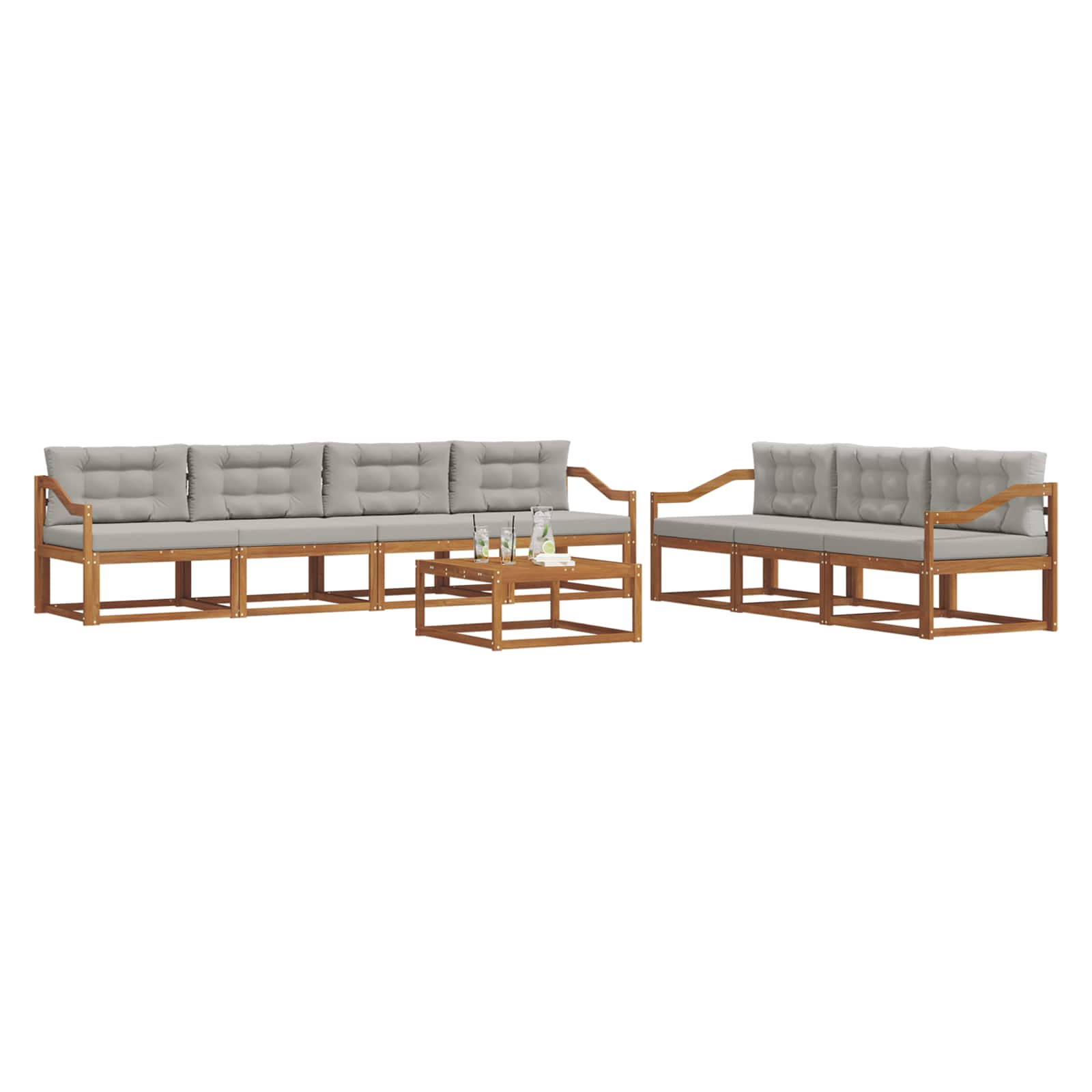 Outdoor-Sofagarnitur mit Kissen 8 pcs Natürlich und Hellgrau