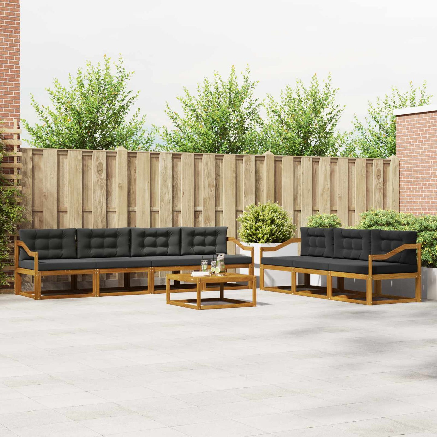 Outdoor-Sofagarnitur mit Kissen 8 pcs Natur und Anthrazit