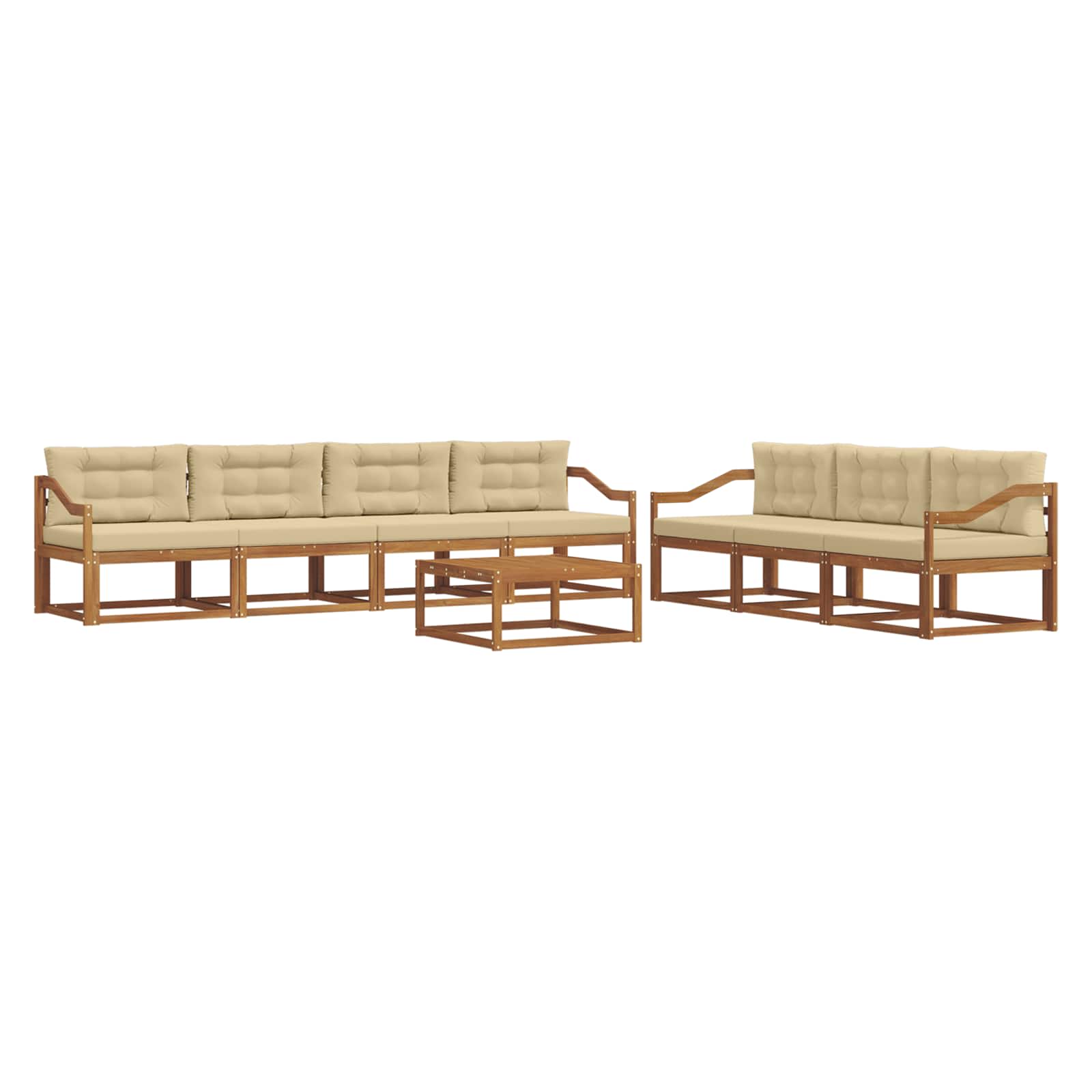 Outdoor-Sofagarnitur mit Kissen 8 pcs Natur und Beige
