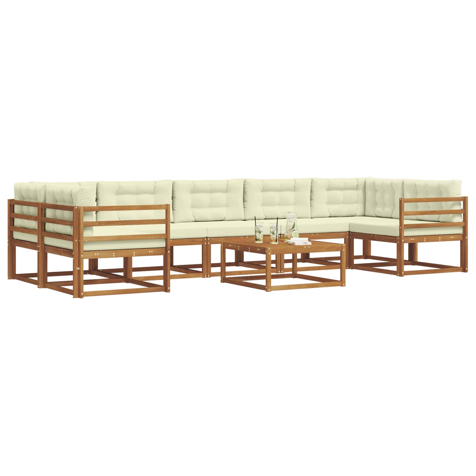 Outdoor-Sofagarnitur mit Kissen 8 pcs Natur und Creme