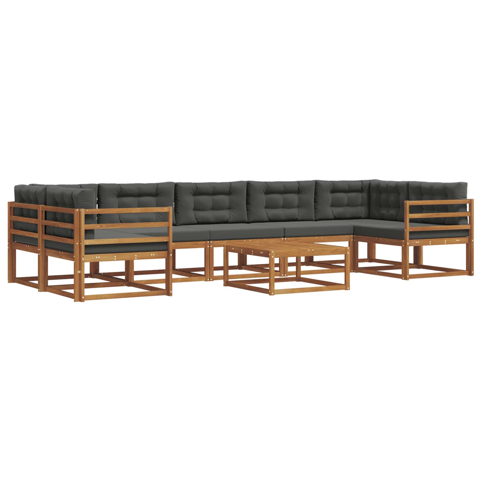 Outdoor-Sofagarnitur mit Kissen 8 pcs Natur und Anthrazit