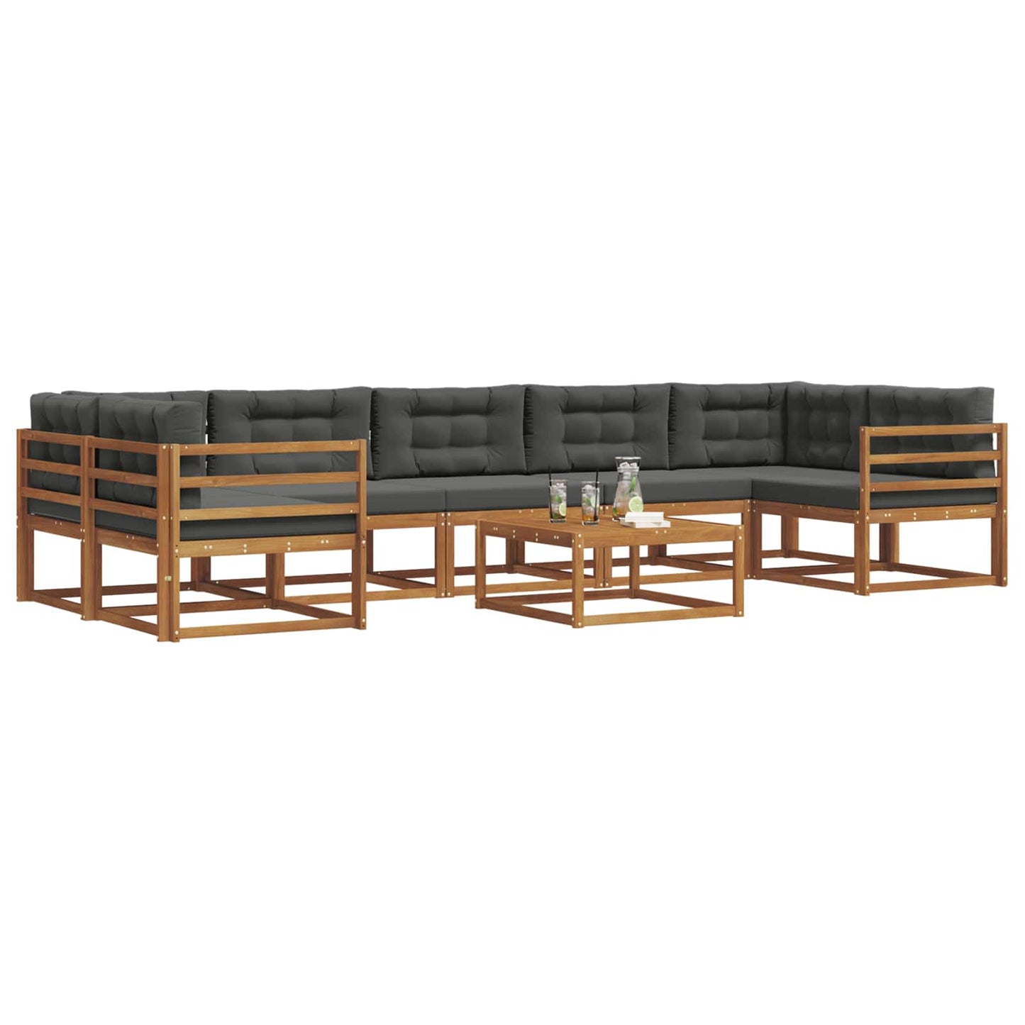 Outdoor-Sofagarnitur mit Kissen 8 pcs Natur und Anthrazit
