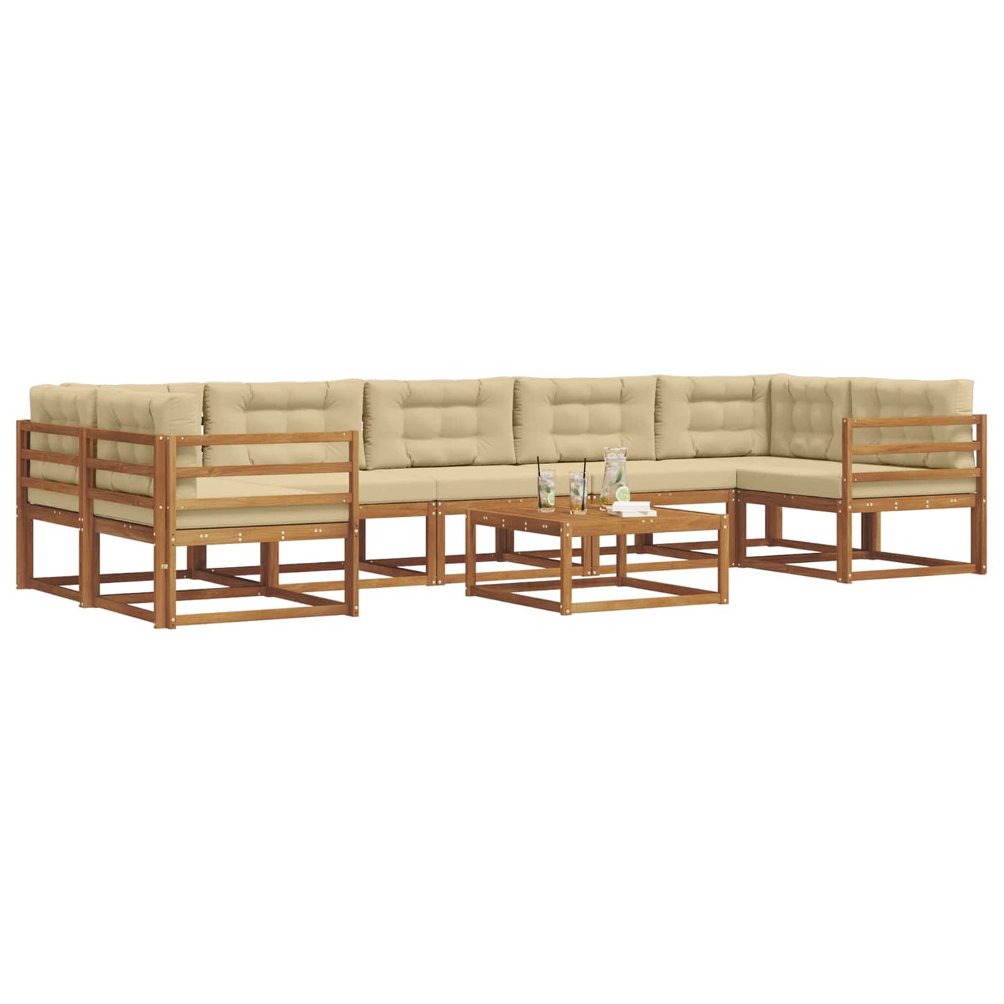 Outdoor-Sofagarnitur mit Kissen 8 pcs Natur und Beige