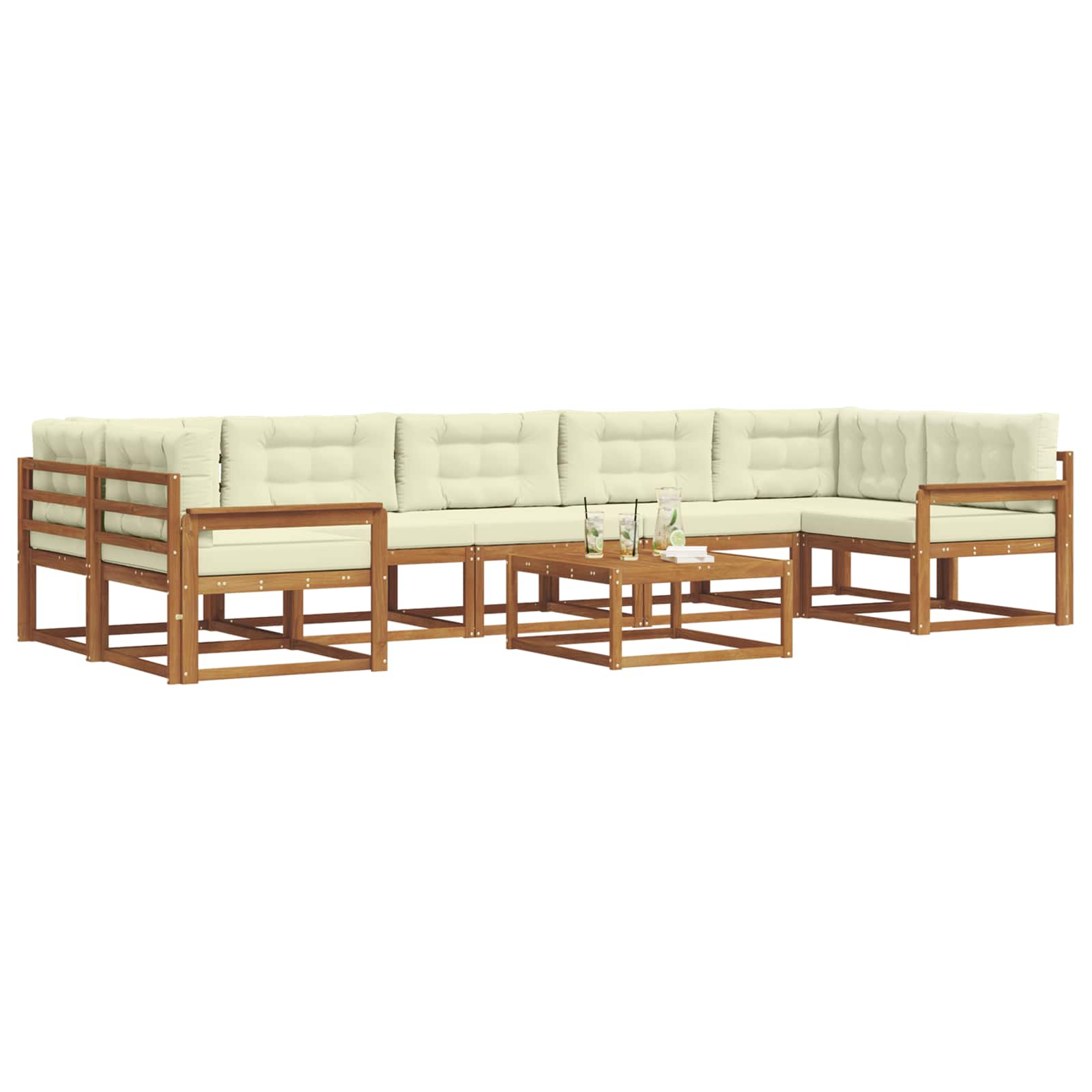 Outdoor-Sofagarnitur mit Kissen 8 pcs Natur und Creme