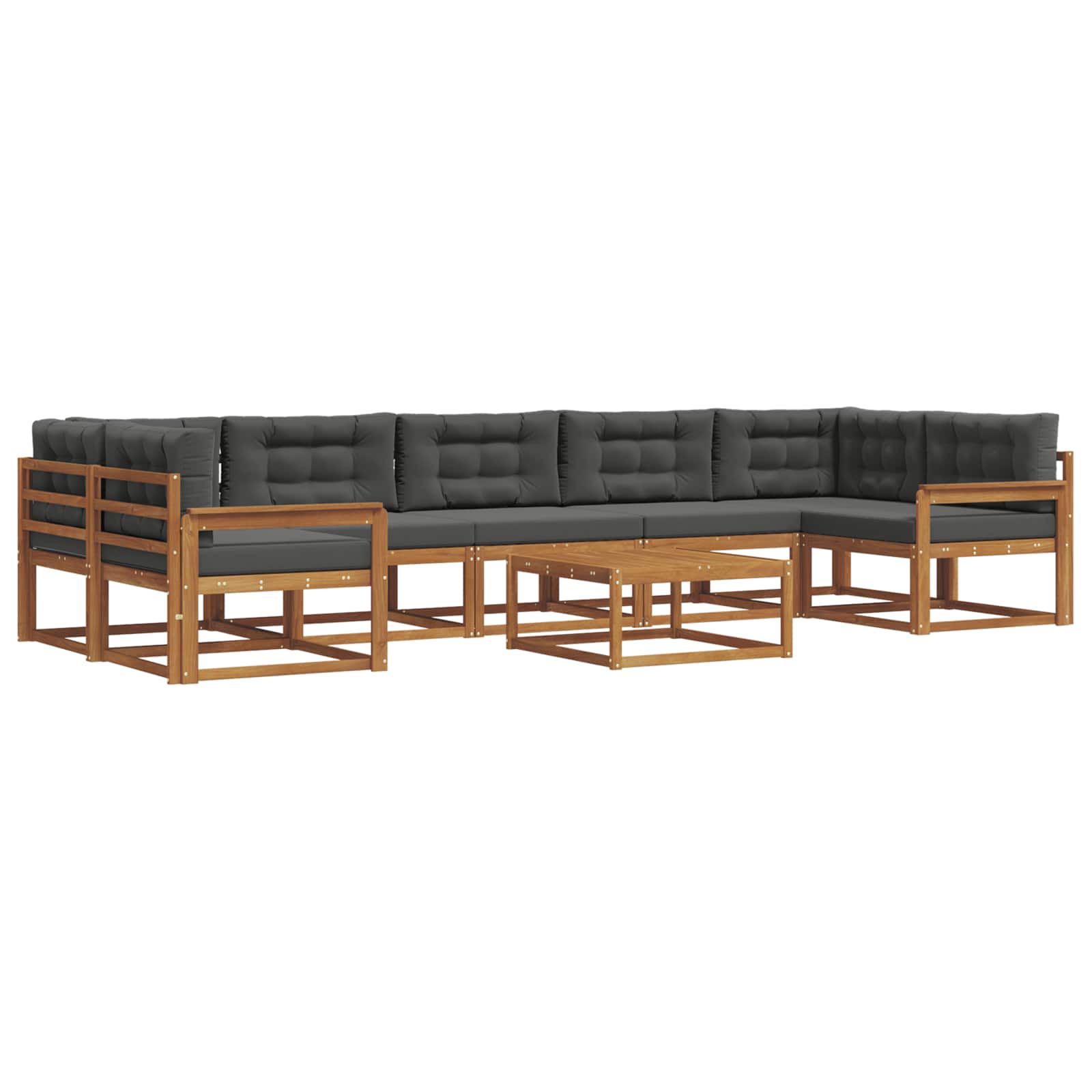Outdoor-Sofagarnitur mit Kissen 8 pcs Natur und Anthrazit