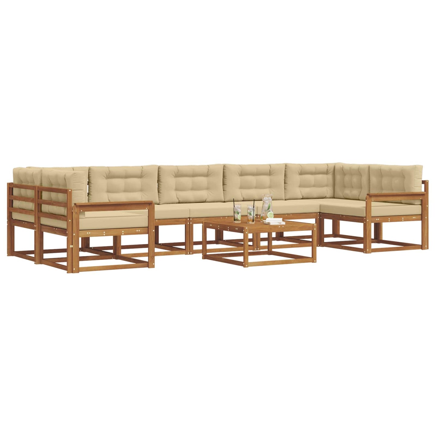 Outdoor-Sofagarnitur mit Kissen 8 pcs Natur und Beige