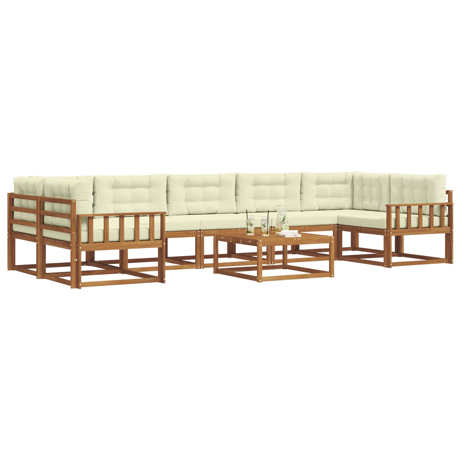 Outdoor-Sofagarnitur mit Kissen 8 pcs Natur und Creme