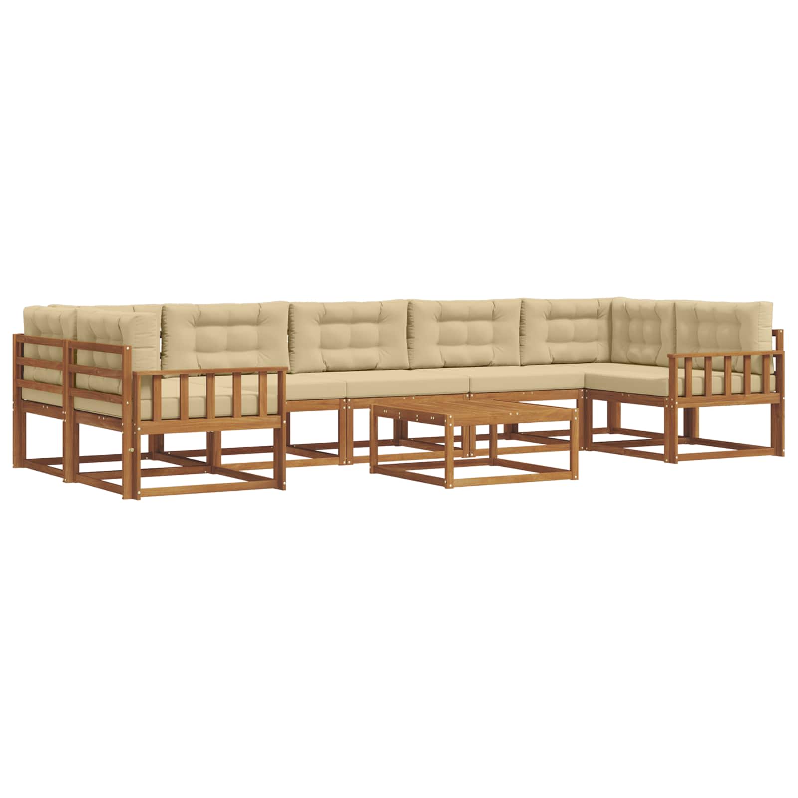 Outdoor-Sofagarnitur mit Kissen 8 pcs Natur und Beige