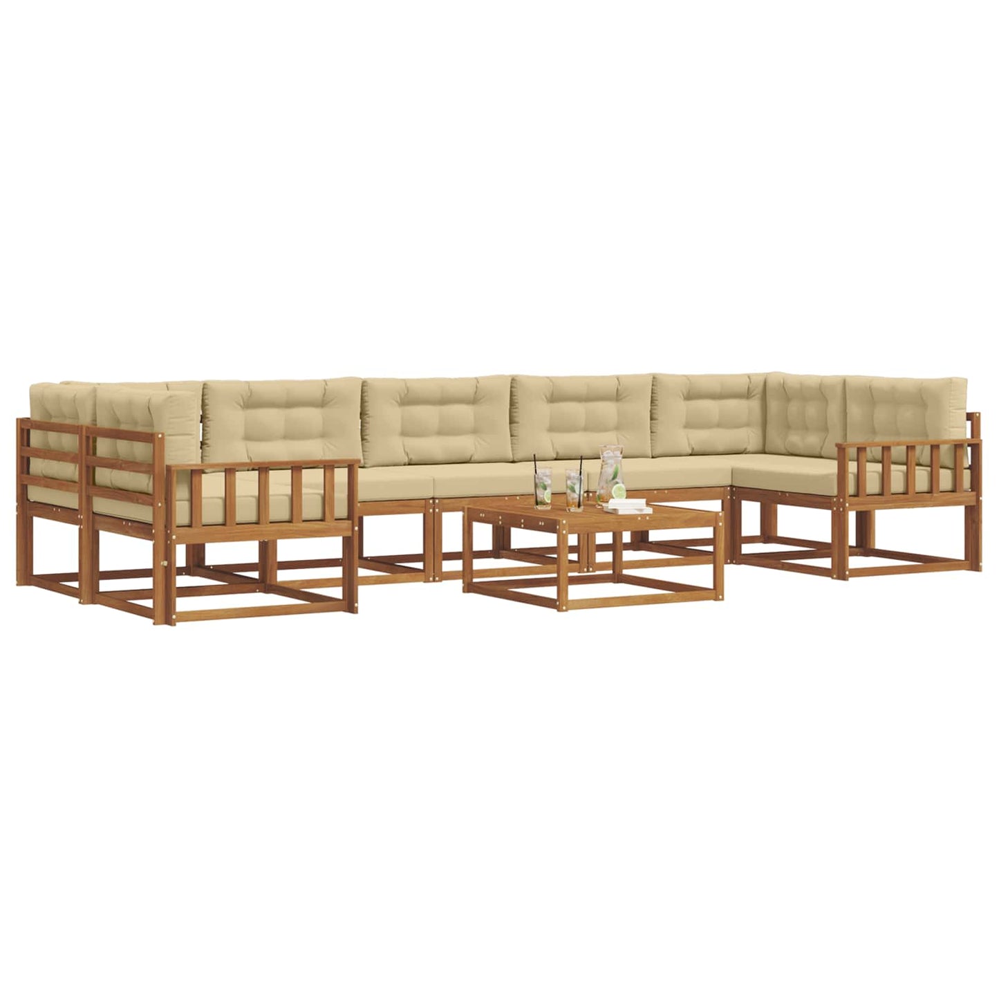 Outdoor-Sofagarnitur mit Kissen 8 pcs Natur und Beige