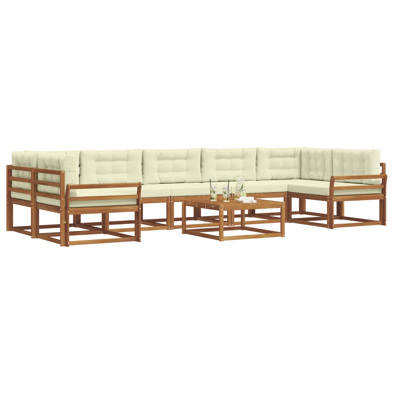 Outdoor-Sofagarnitur mit Kissen 8 pcs Natur und Creme
