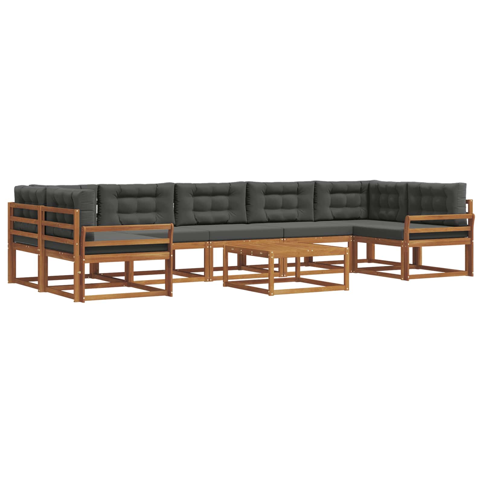 Outdoor-Sofagarnitur mit Kissen 8 pcs Natur und Anthrazit