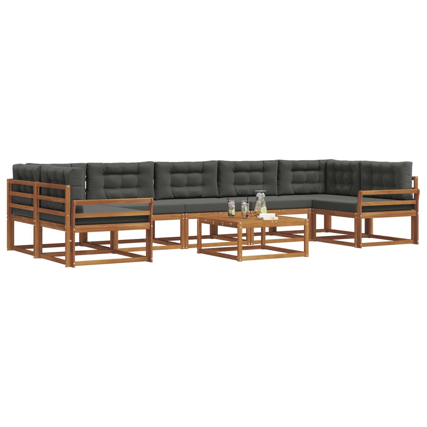 Outdoor-Sofagarnitur mit Kissen 8 pcs Natur und Anthrazit