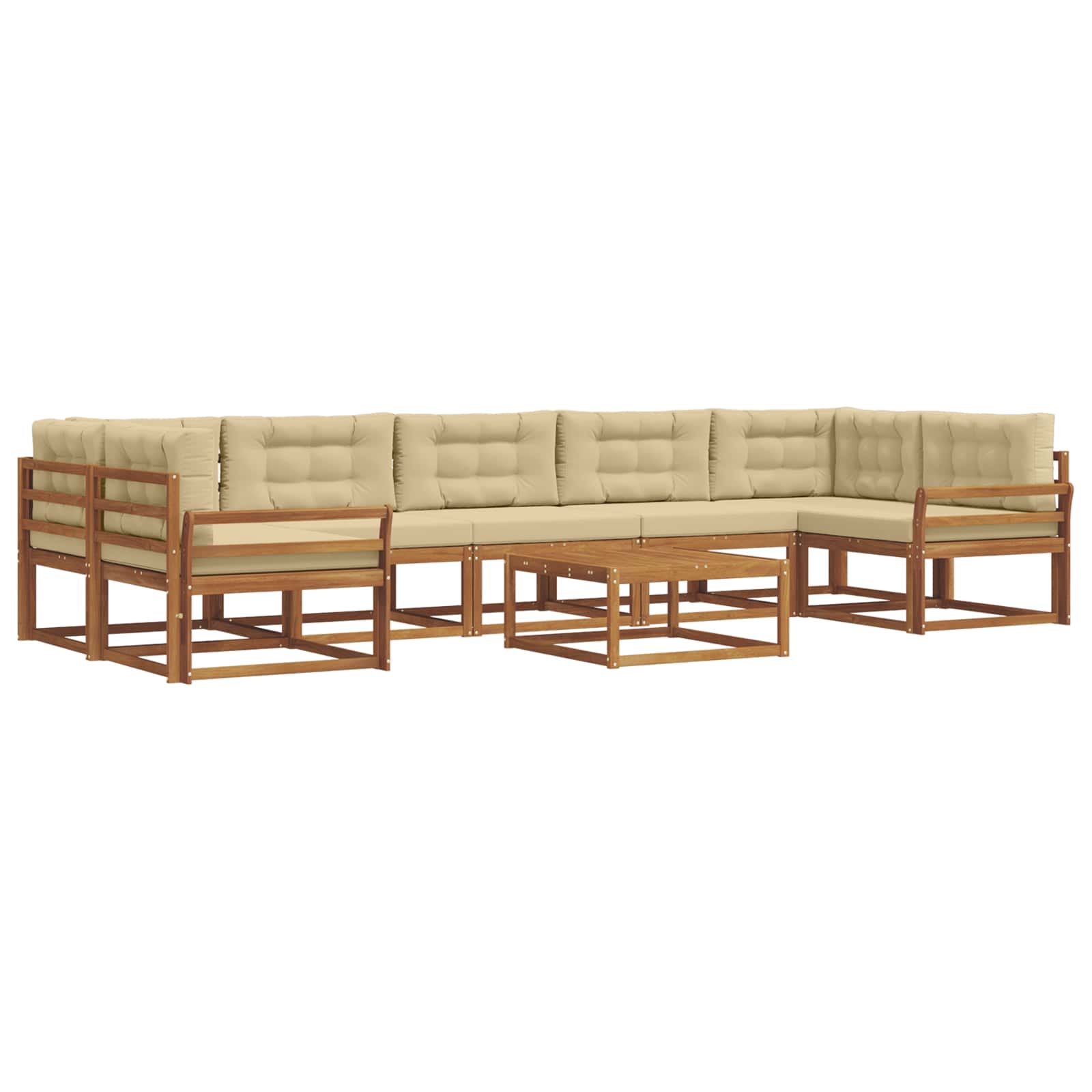 Outdoor-Sofagarnitur mit Kissen 8 pcs Natur und Beige