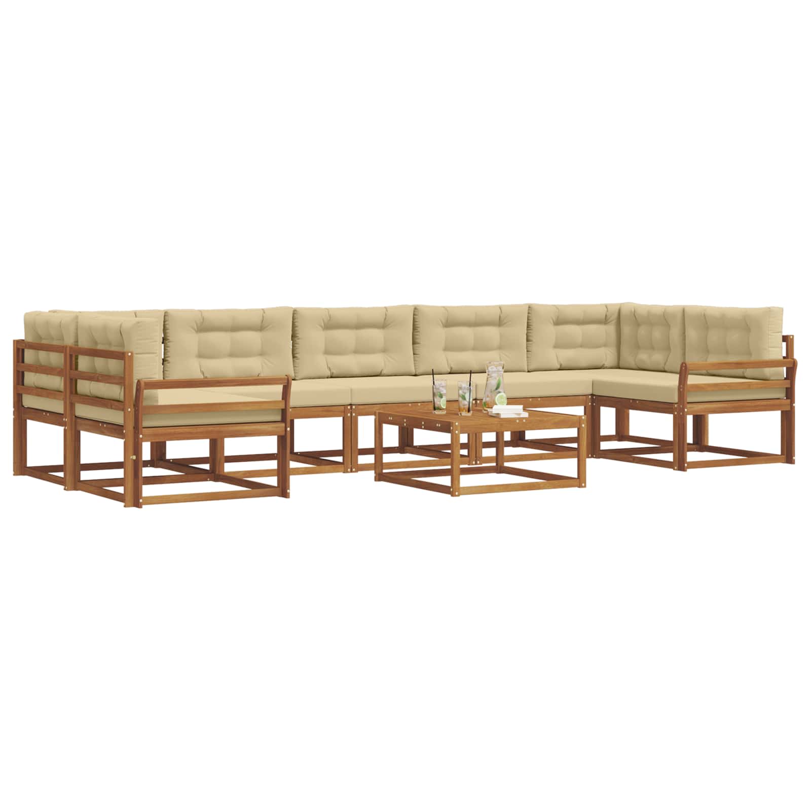Outdoor-Sofagarnitur mit Kissen 8 pcs Natur und Beige