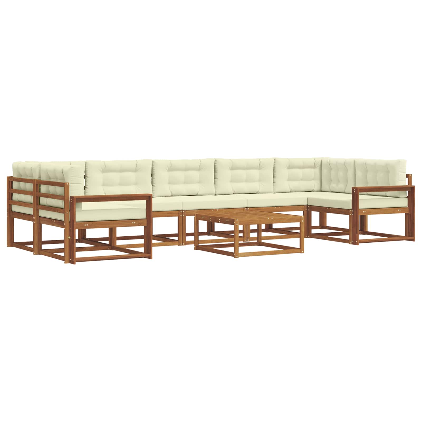 Outdoor-Sofagarnitur mit Kissen 8 pcs Natur und Creme