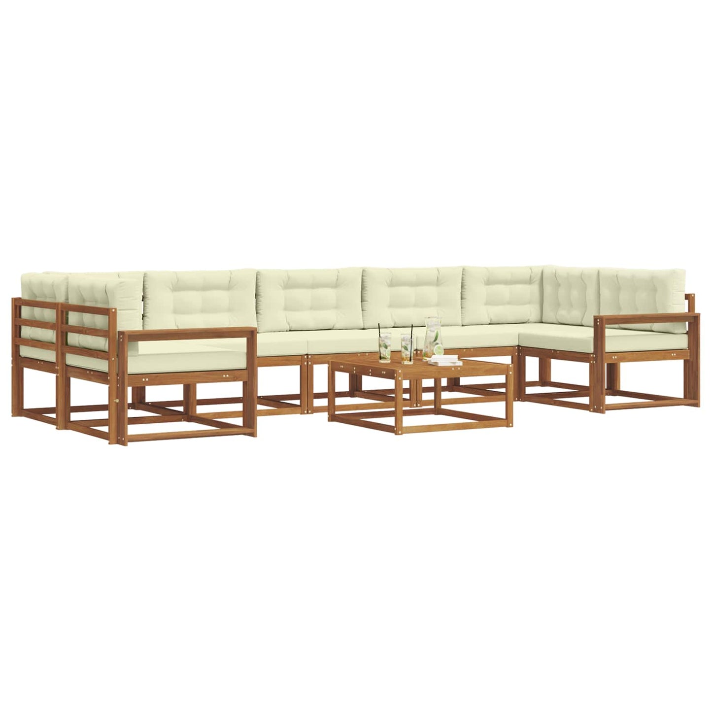 Outdoor-Sofagarnitur mit Kissen 8 pcs Natur und Creme
