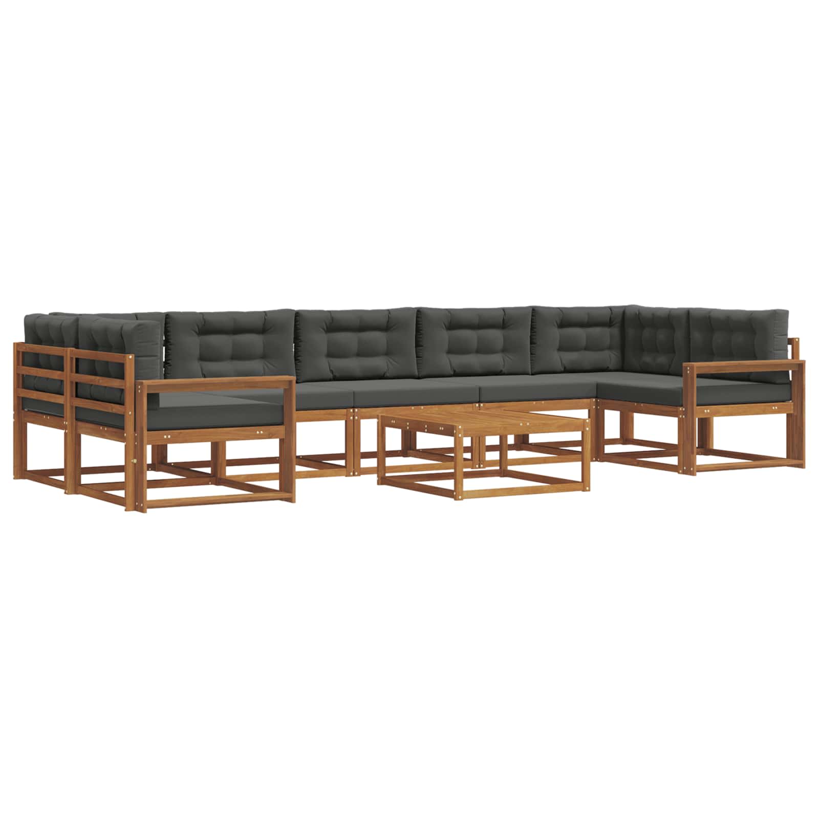 Outdoor-Sofagarnitur mit Kissen 8 pcs Natur und Anthrazit