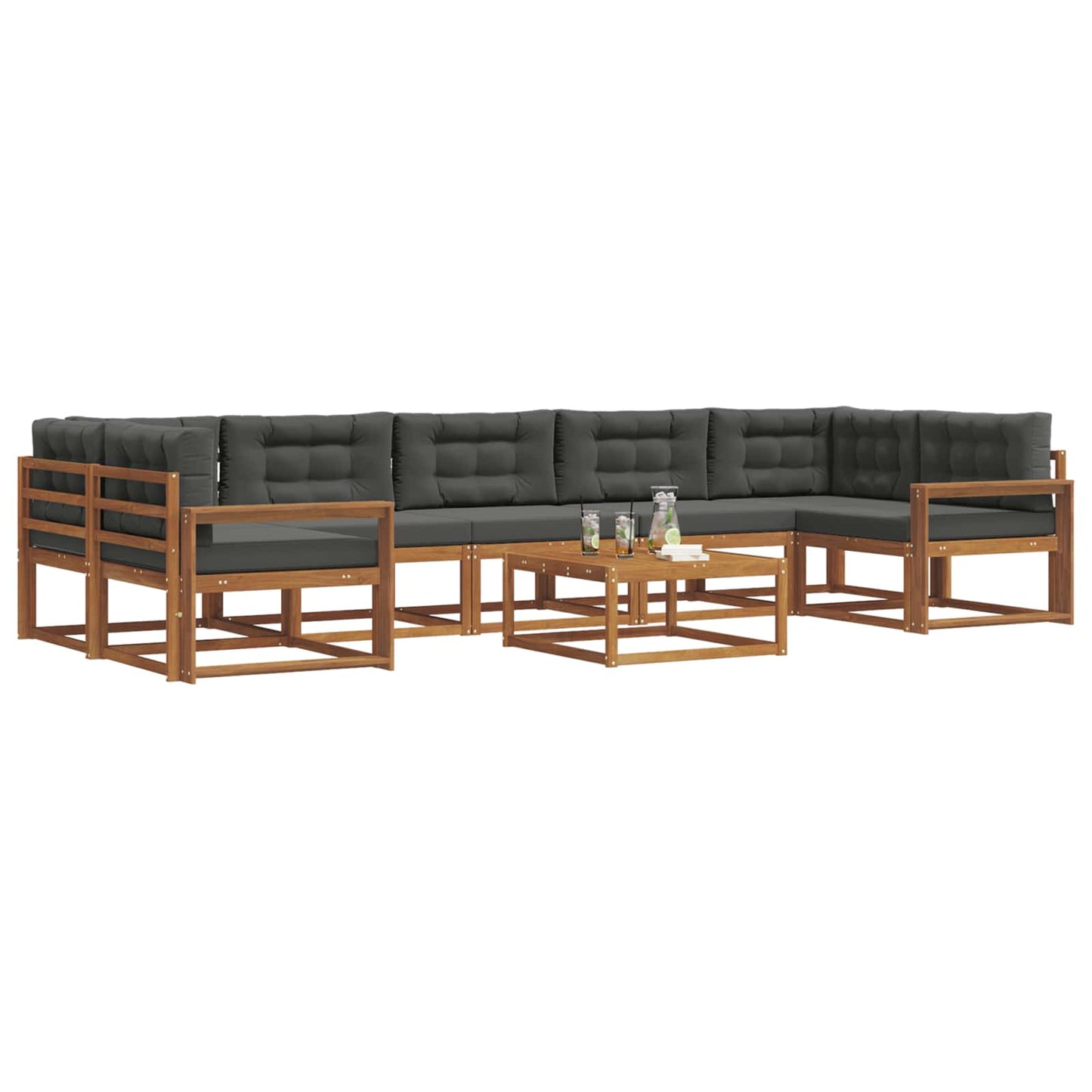 Outdoor-Sofagarnitur mit Kissen 8 pcs Natur und Anthrazit