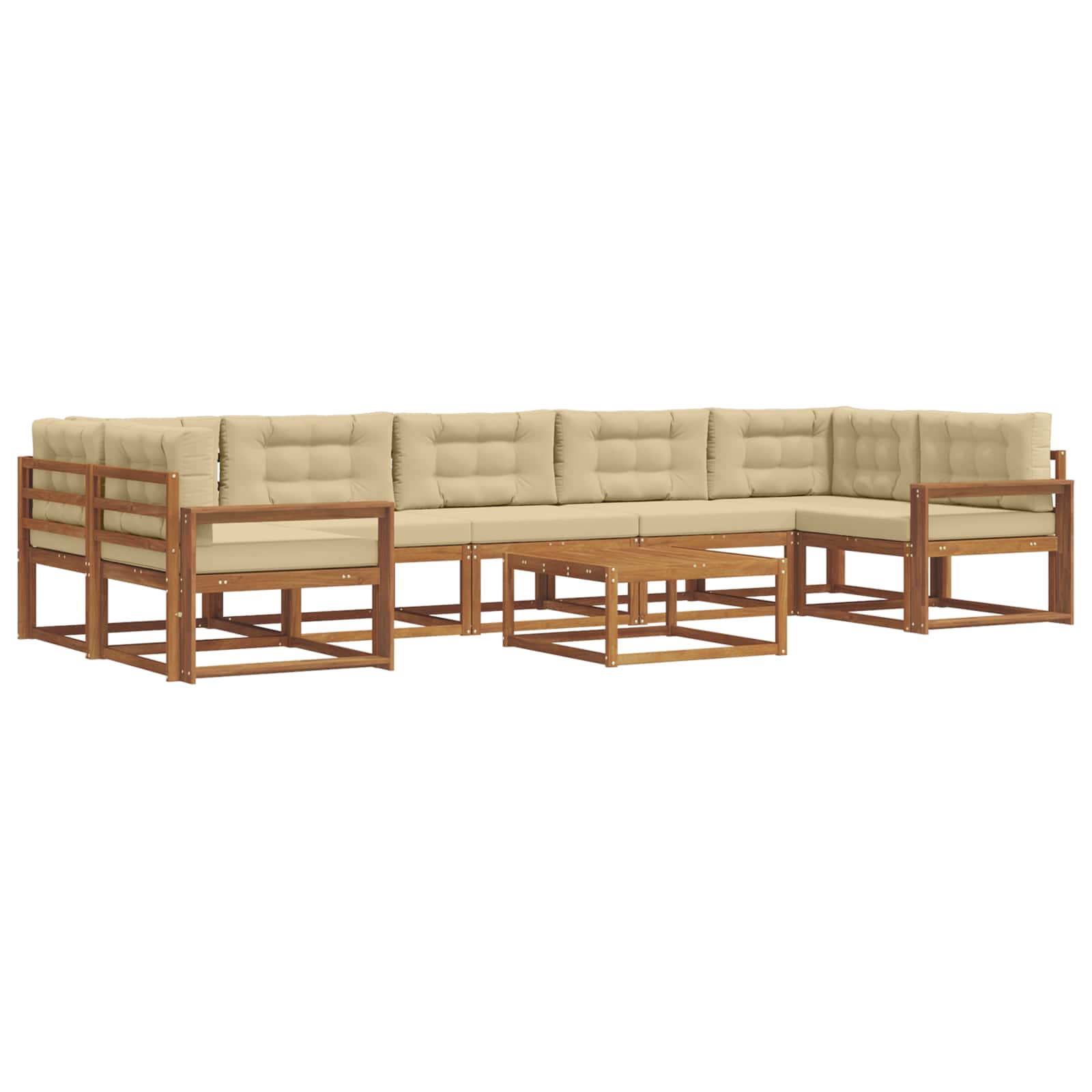 Outdoor-Sofagarnitur mit Kissen 8 pcs Natur und Beige