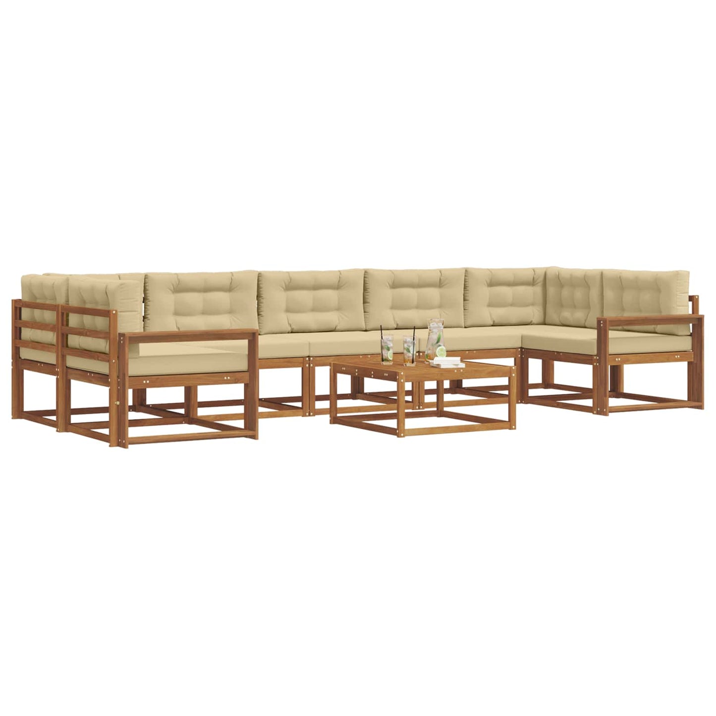 Outdoor-Sofagarnitur mit Kissen 8 pcs Natur und Beige