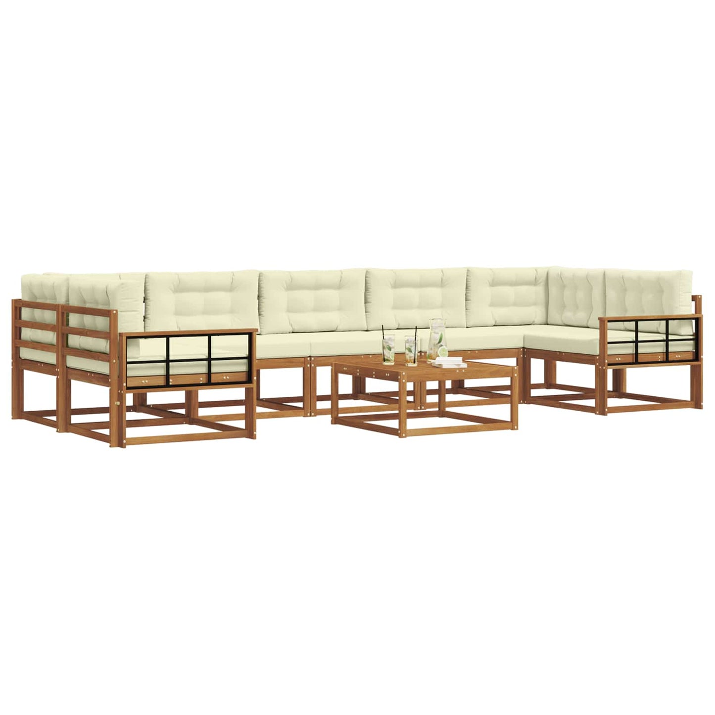 Outdoor-Sofagarnitur mit Kissen 8 pcs Natur und Creme