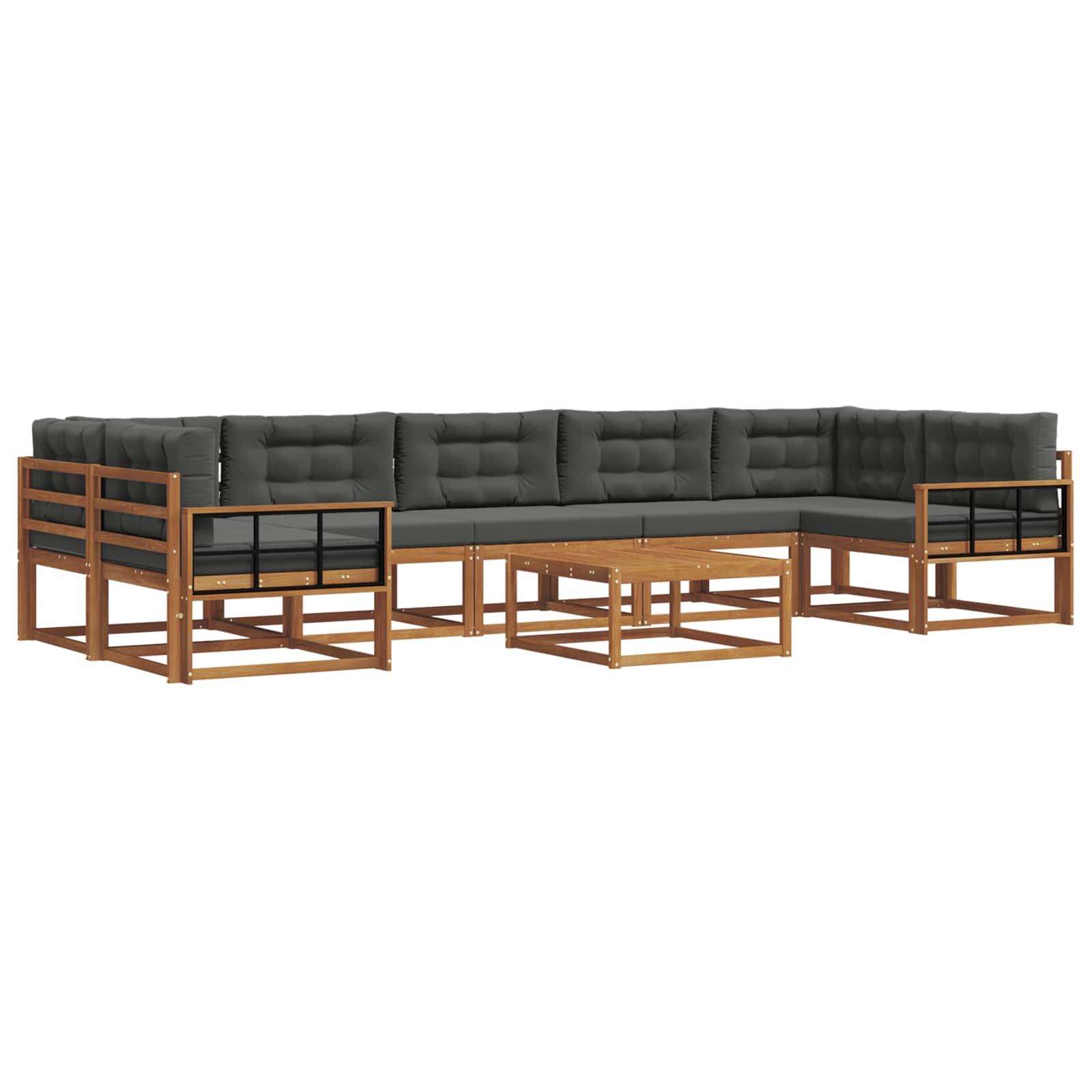 Outdoor-Sofagarnitur mit Kissen 8 pcs Natur und Anthrazit
