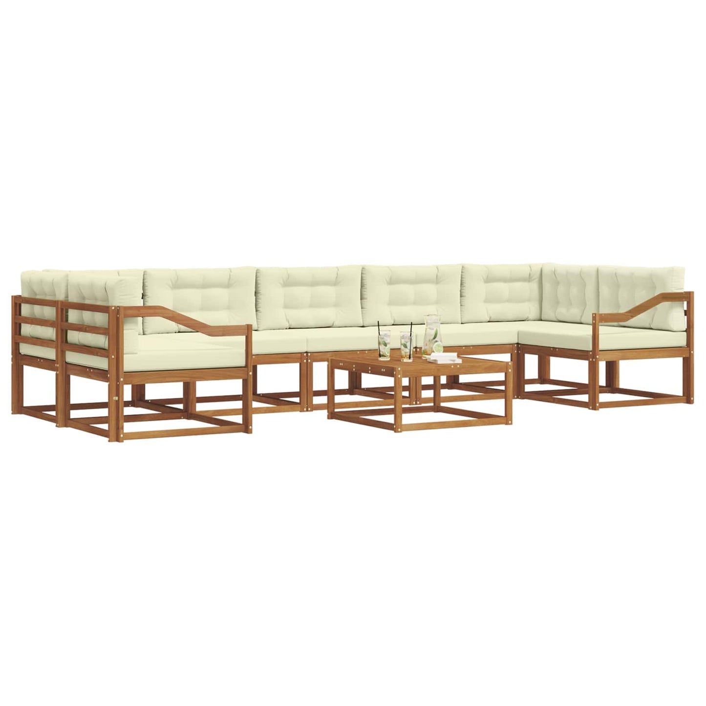 Outdoor-Sofagarnitur mit Kissen 8 pcs Natur und Creme