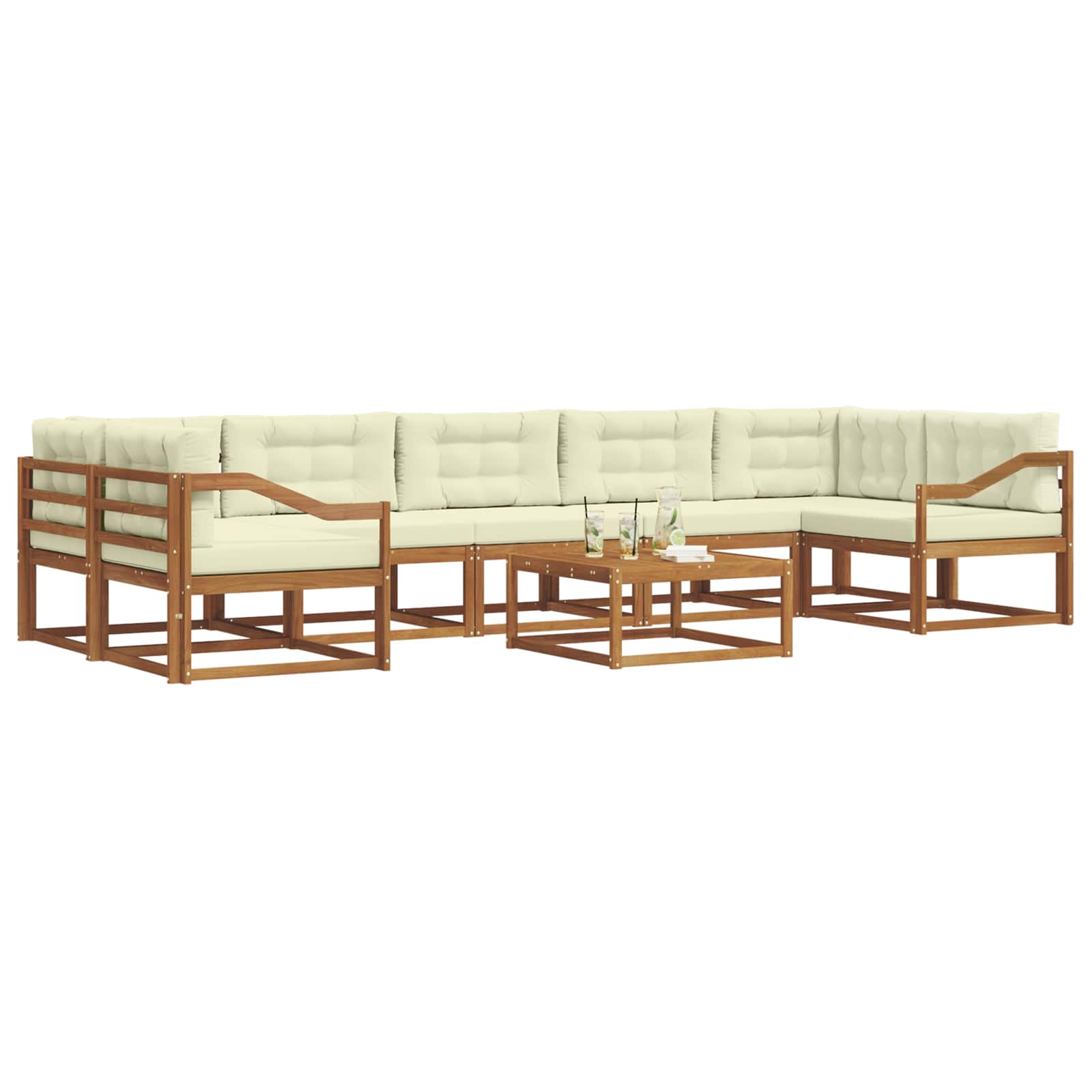 Outdoor-Sofagarnitur mit Kissen 8 pcs Natur und Creme