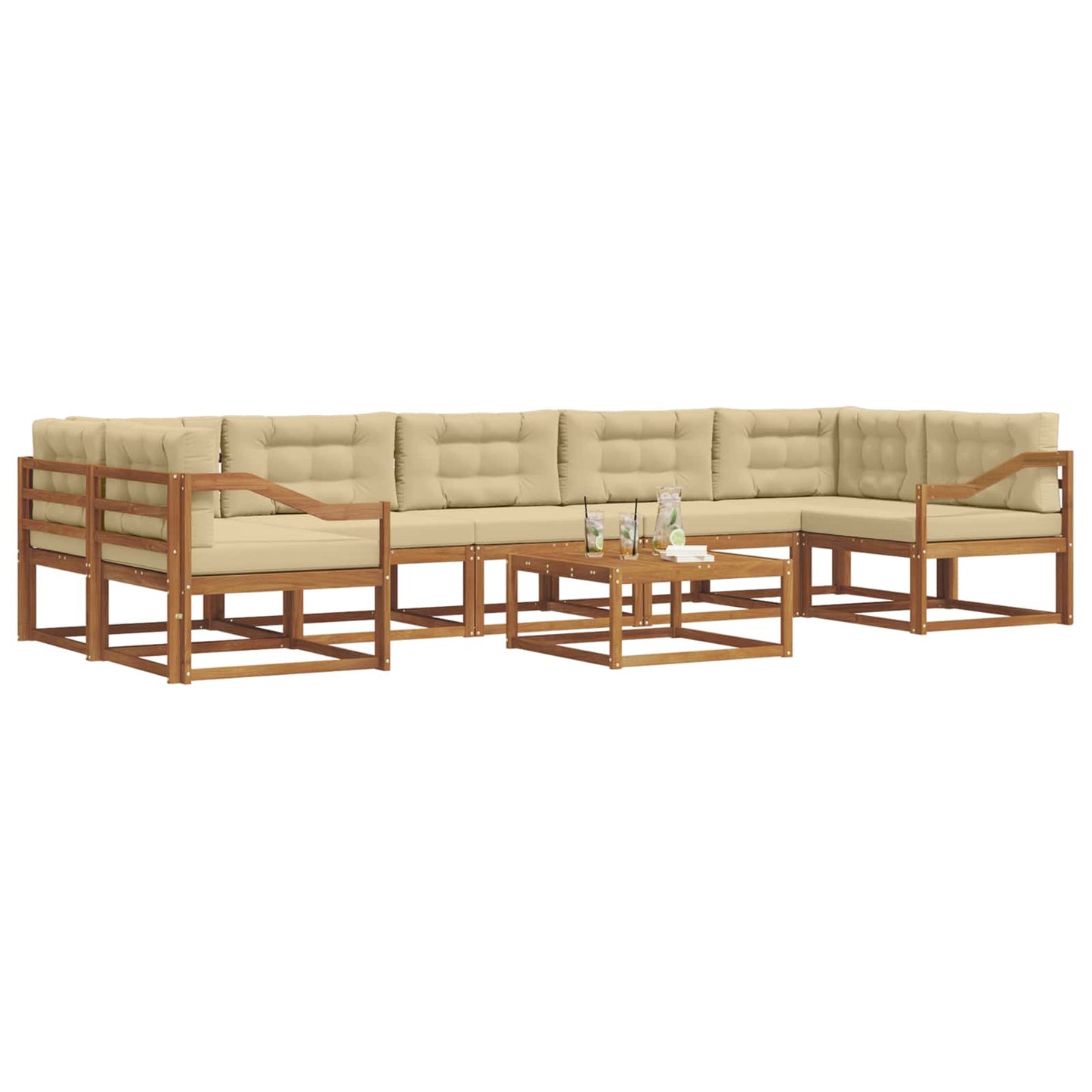 Outdoor-Sofagarnitur mit Kissen 8 pcs Natur und Beige