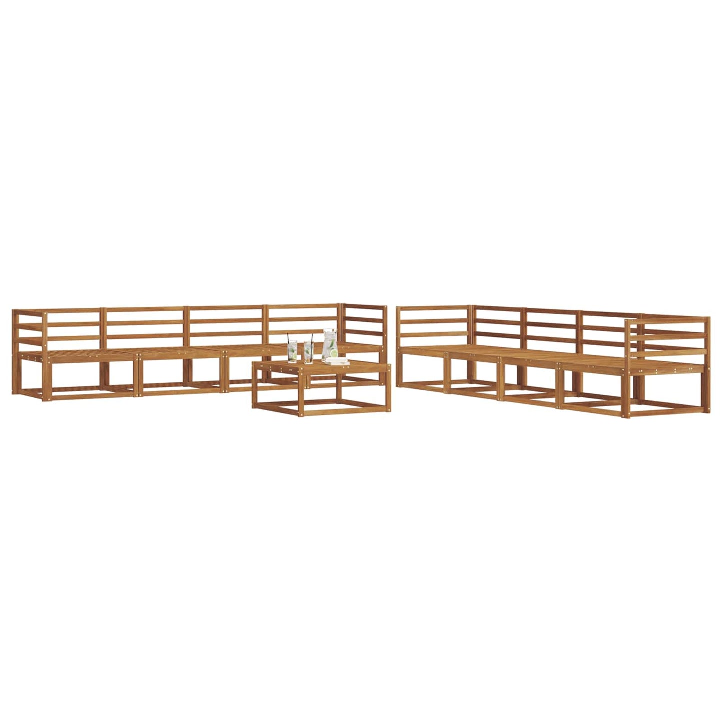 Outdoor-Sofagarnitur 9 pcs Natur Massivholz Akazie