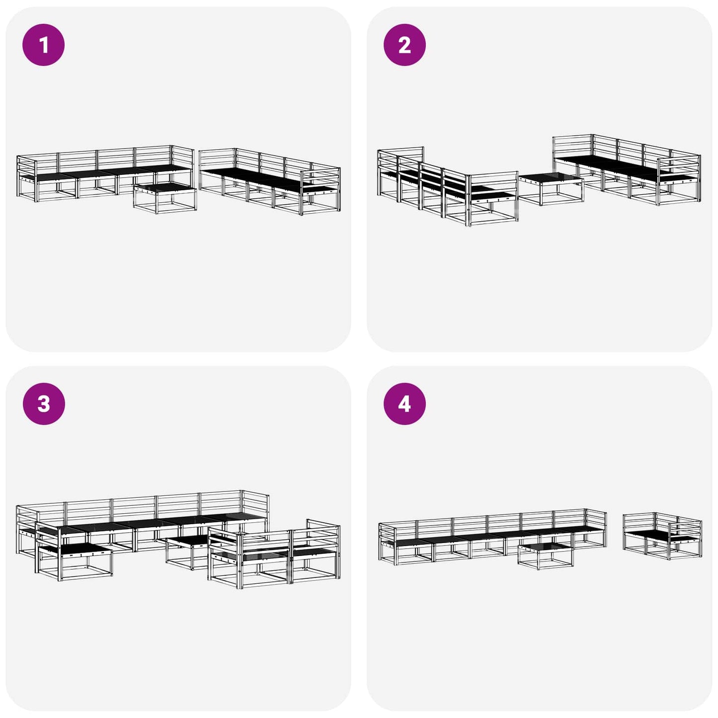 Outdoor-Sofagarnitur 9 pcs Natur Massivholz Akazie