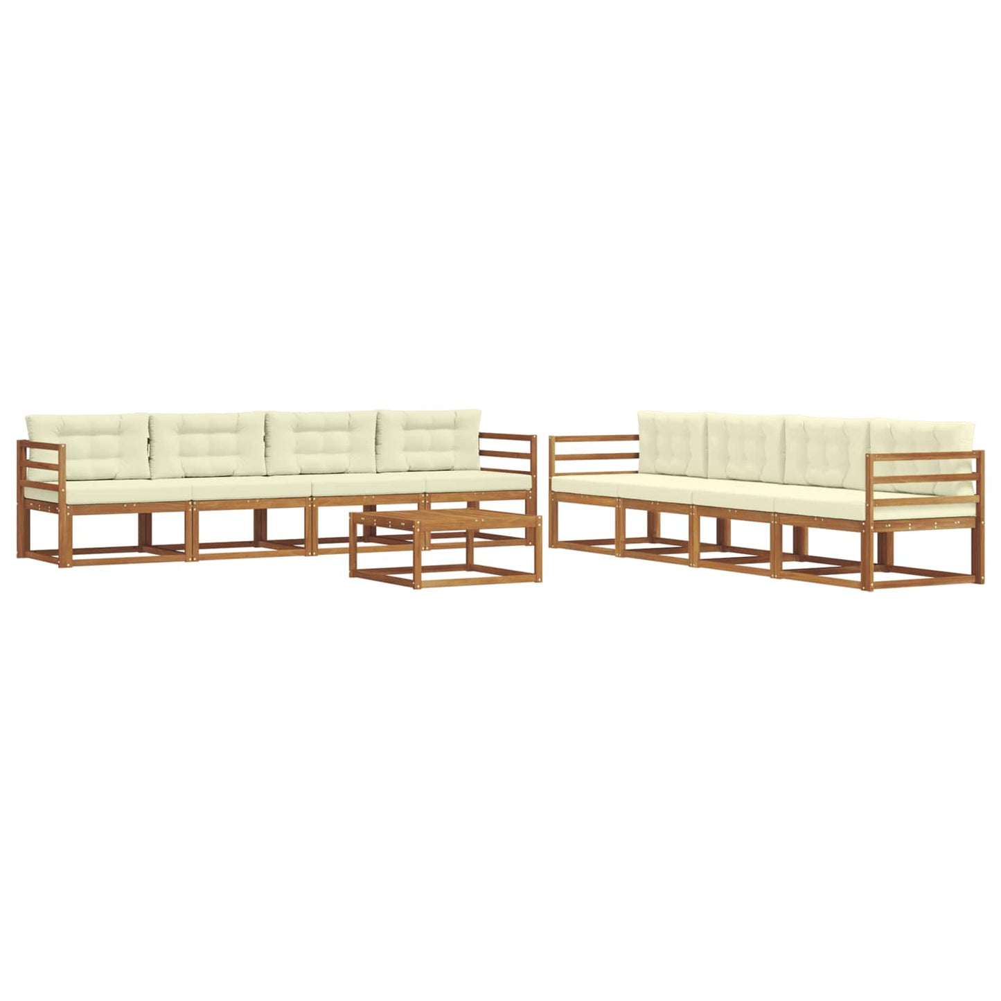 Outdoor-Sofagarnitur mit Kissen 9 pcs Natur und Creme