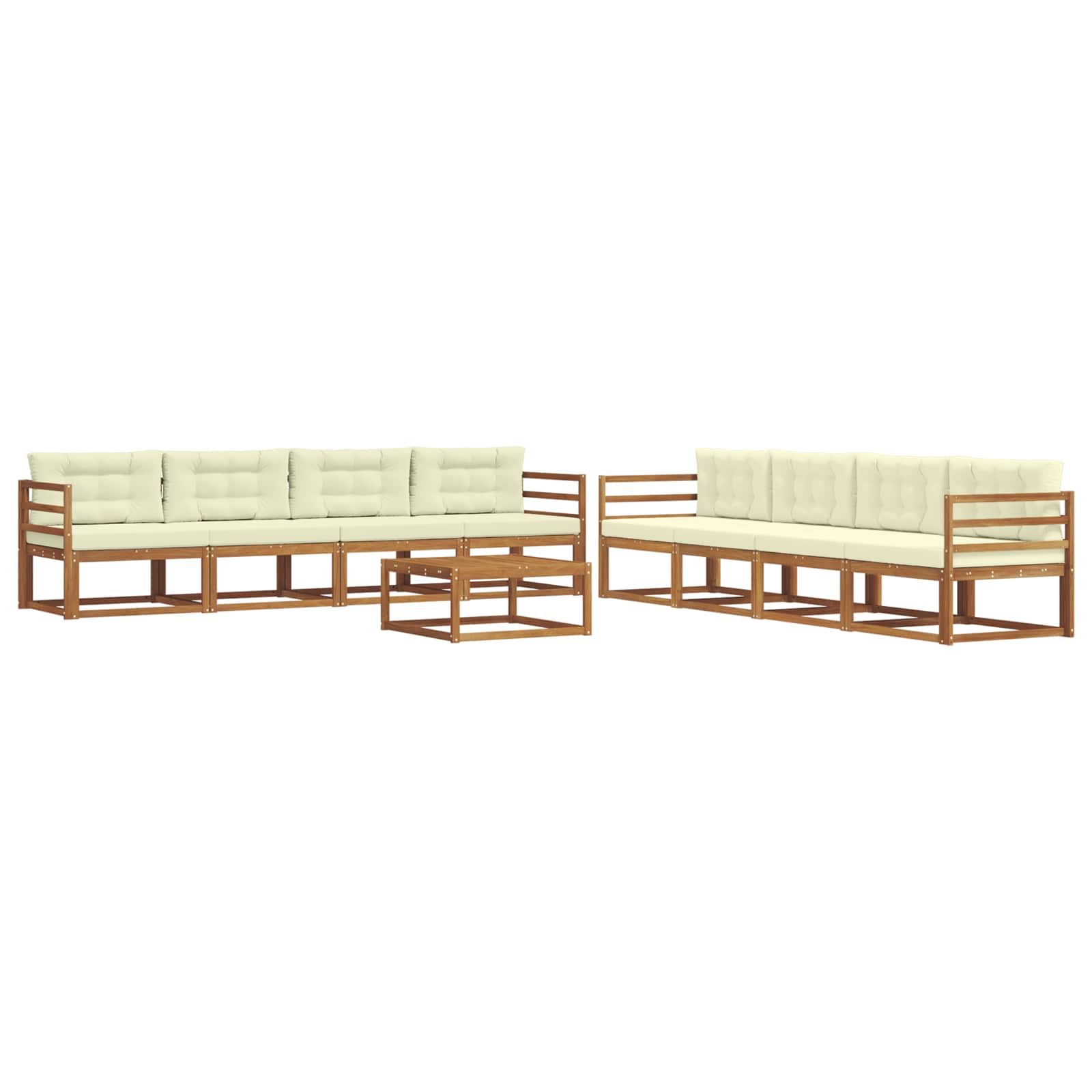 Outdoor-Sofagarnitur mit Kissen 9 pcs Natur und Creme