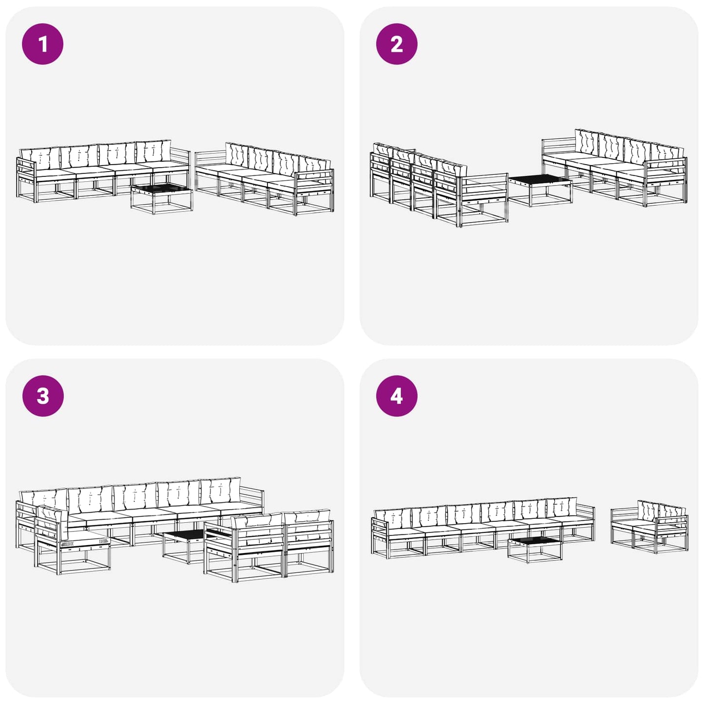 Outdoor-Sofagarnitur mit Kissen 9 pcs Natur und Creme