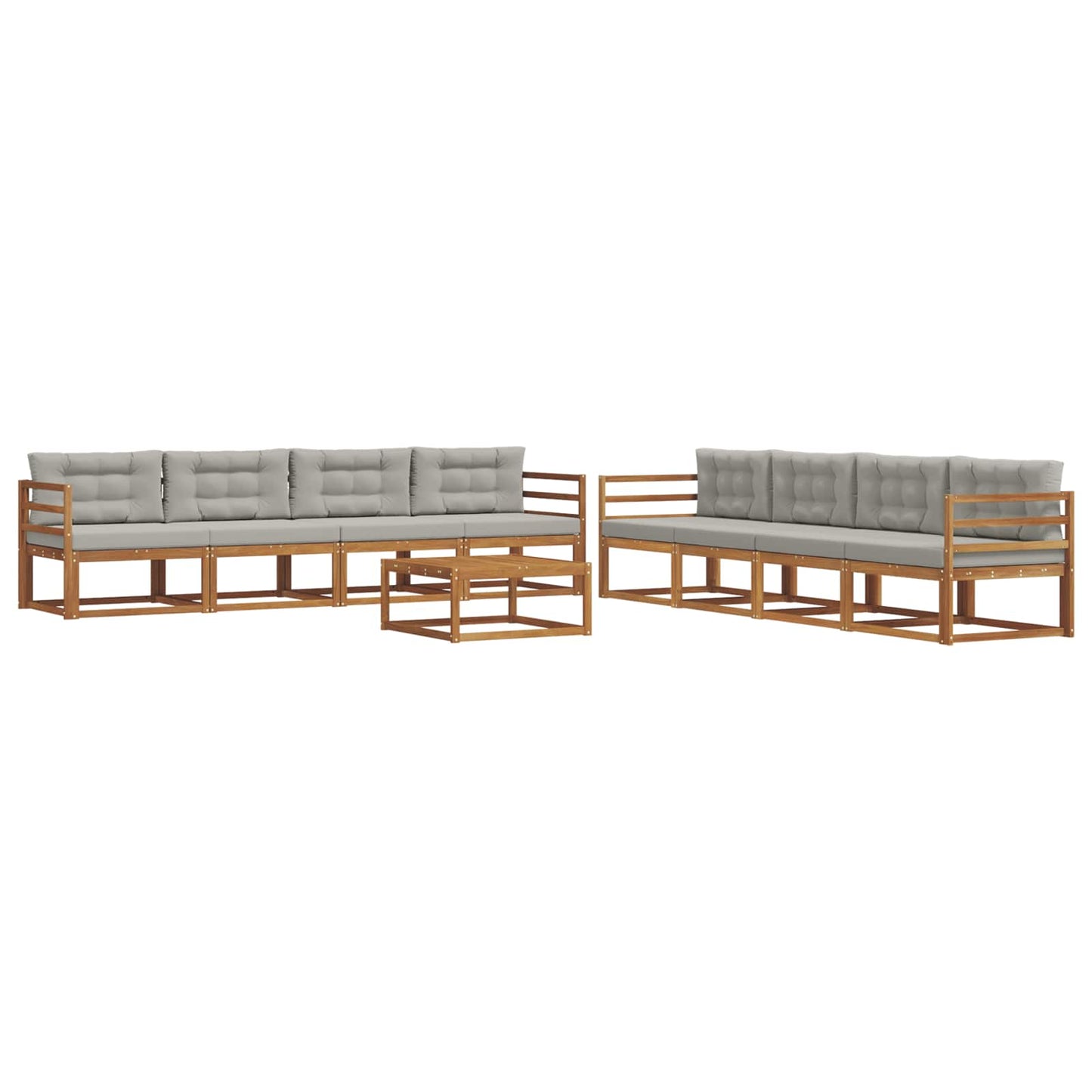 Outdoor-Sofagarnitur mit Kissen 9 pcs Natürlich und Hellgrau