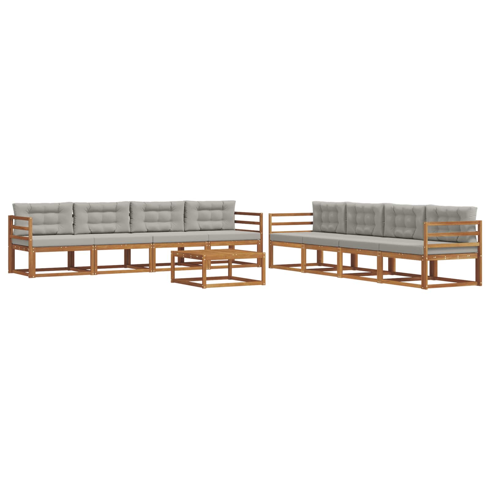 Outdoor-Sofagarnitur mit Kissen 9 pcs Natürlich und Hellgrau