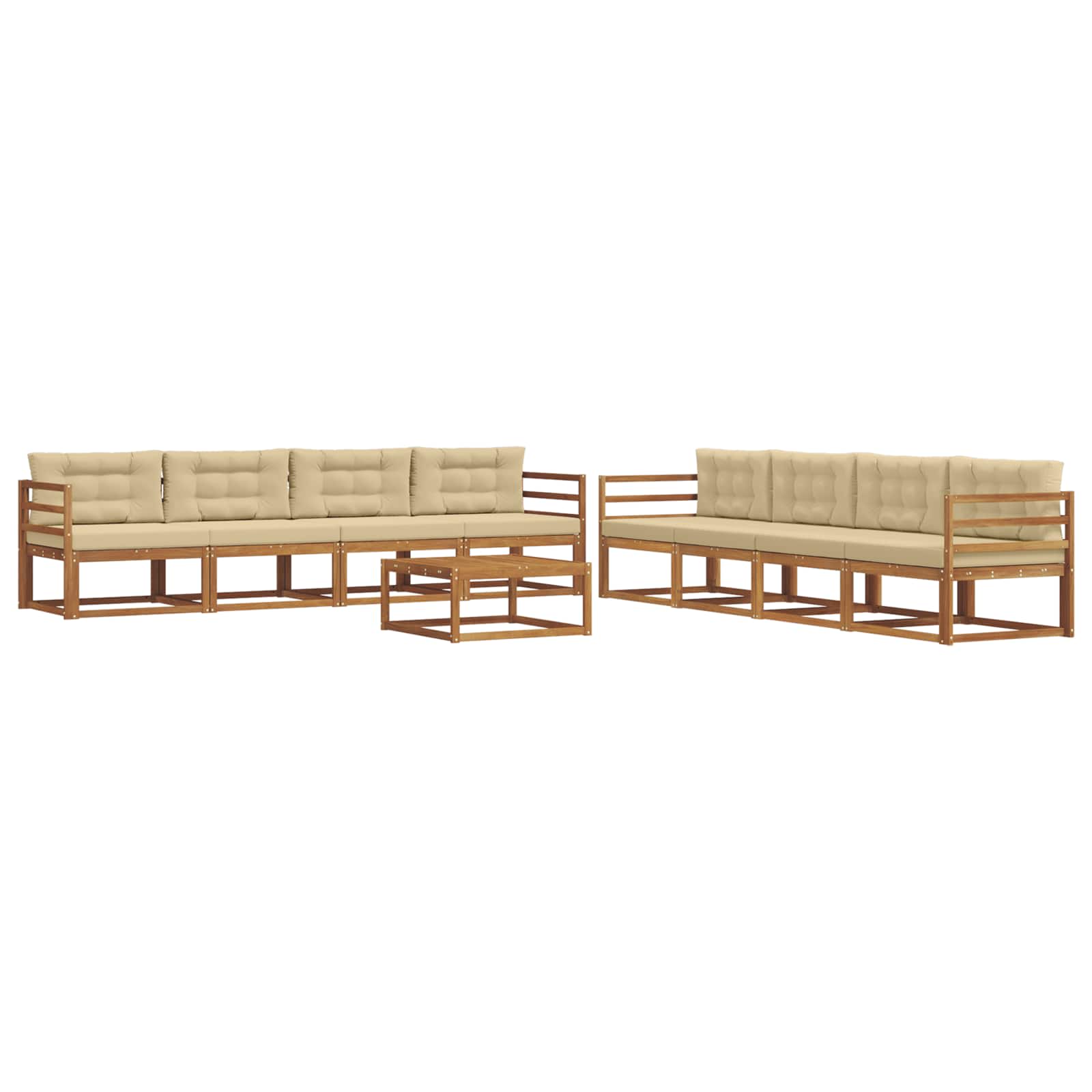 Outdoor-Sofagarnitur mit Kissen 9 pcs Natur und Beige