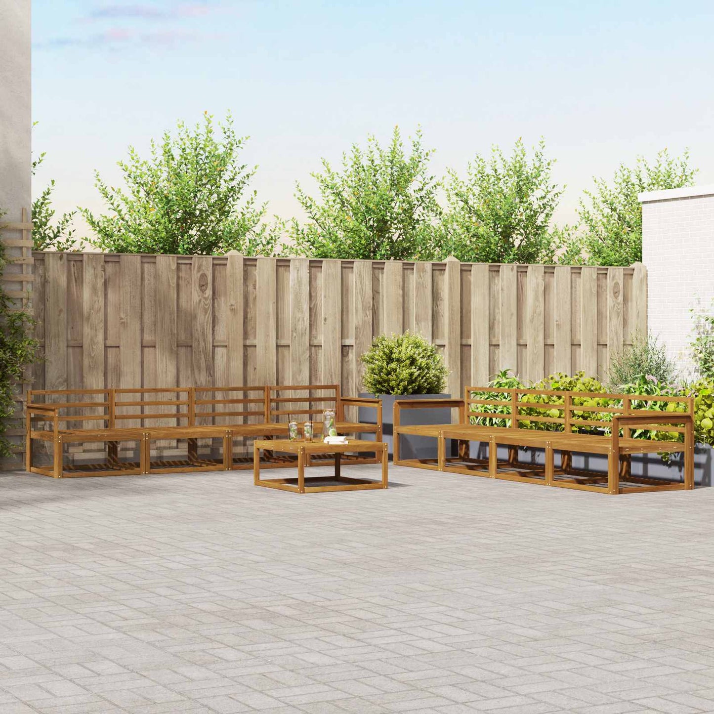 Outdoor-Sofagarnitur 9 pcs Natur Massivholz Akazie