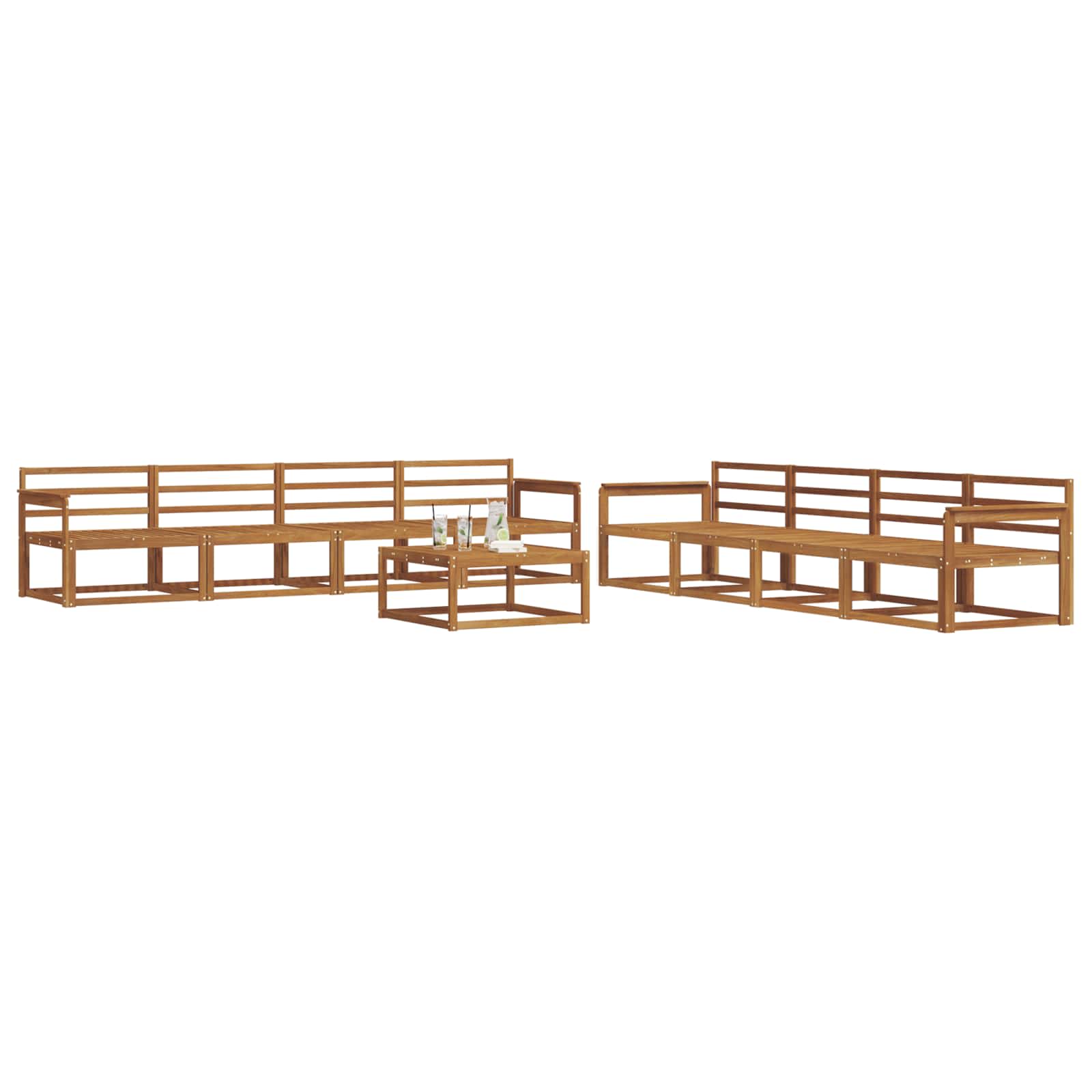 Outdoor-Sofagarnitur 9 pcs Natur Massivholz Akazie