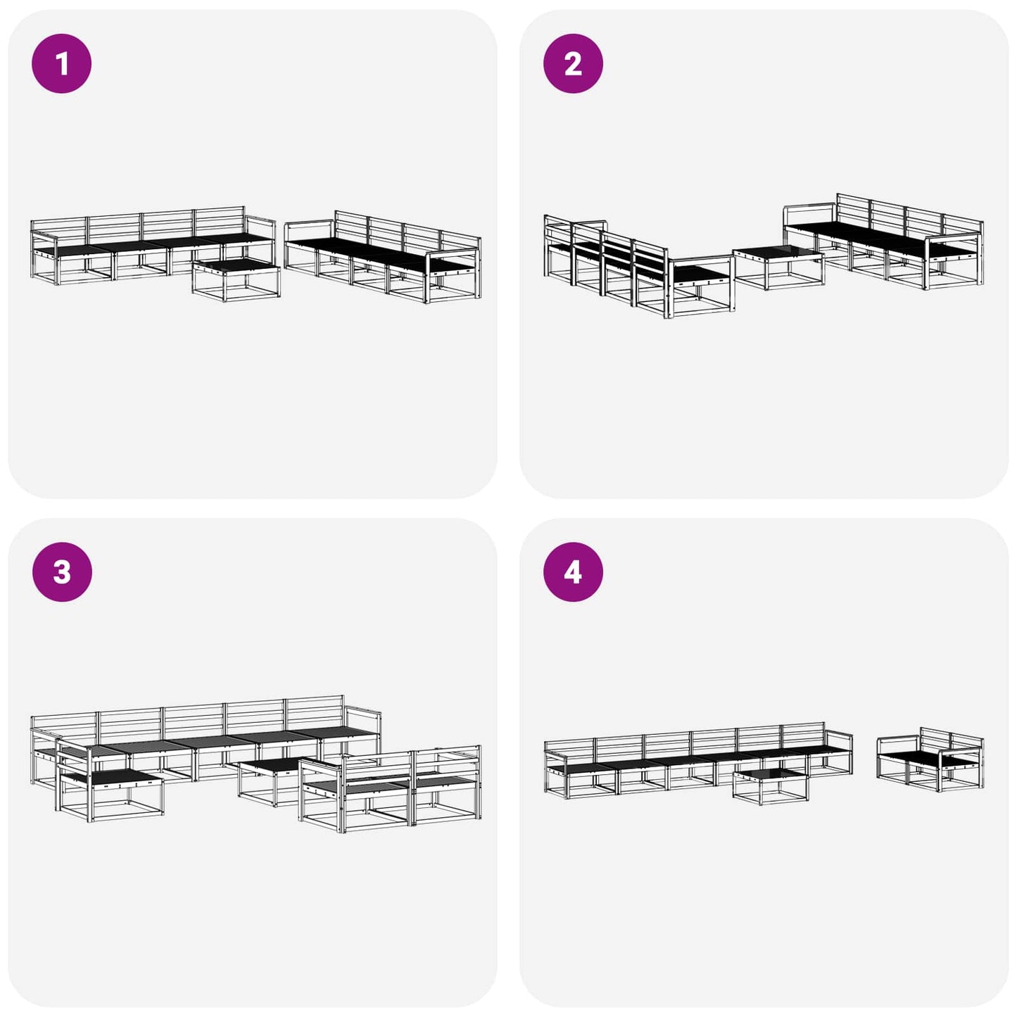 Outdoor-Sofagarnitur 9 pcs Natur Massivholz Akazie