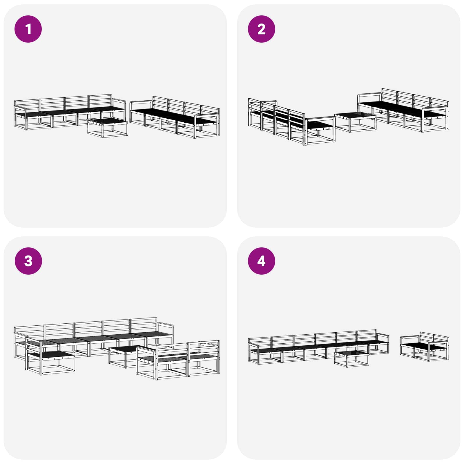 Outdoor-Sofagarnitur 9 pcs Natur Massivholz Akazie