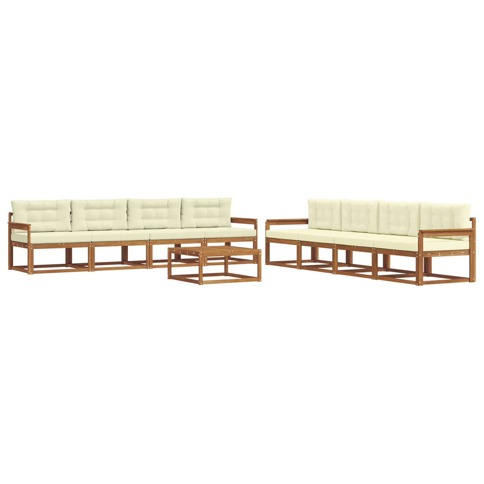 Outdoor-Sofagarnitur mit Kissen 9 pcs Natur und Creme