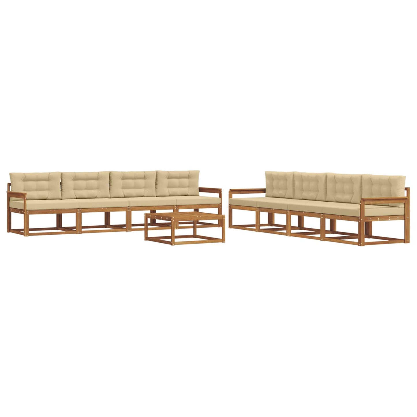 Outdoor-Sofagarnitur mit Kissen 9 pcs Natur und Beige