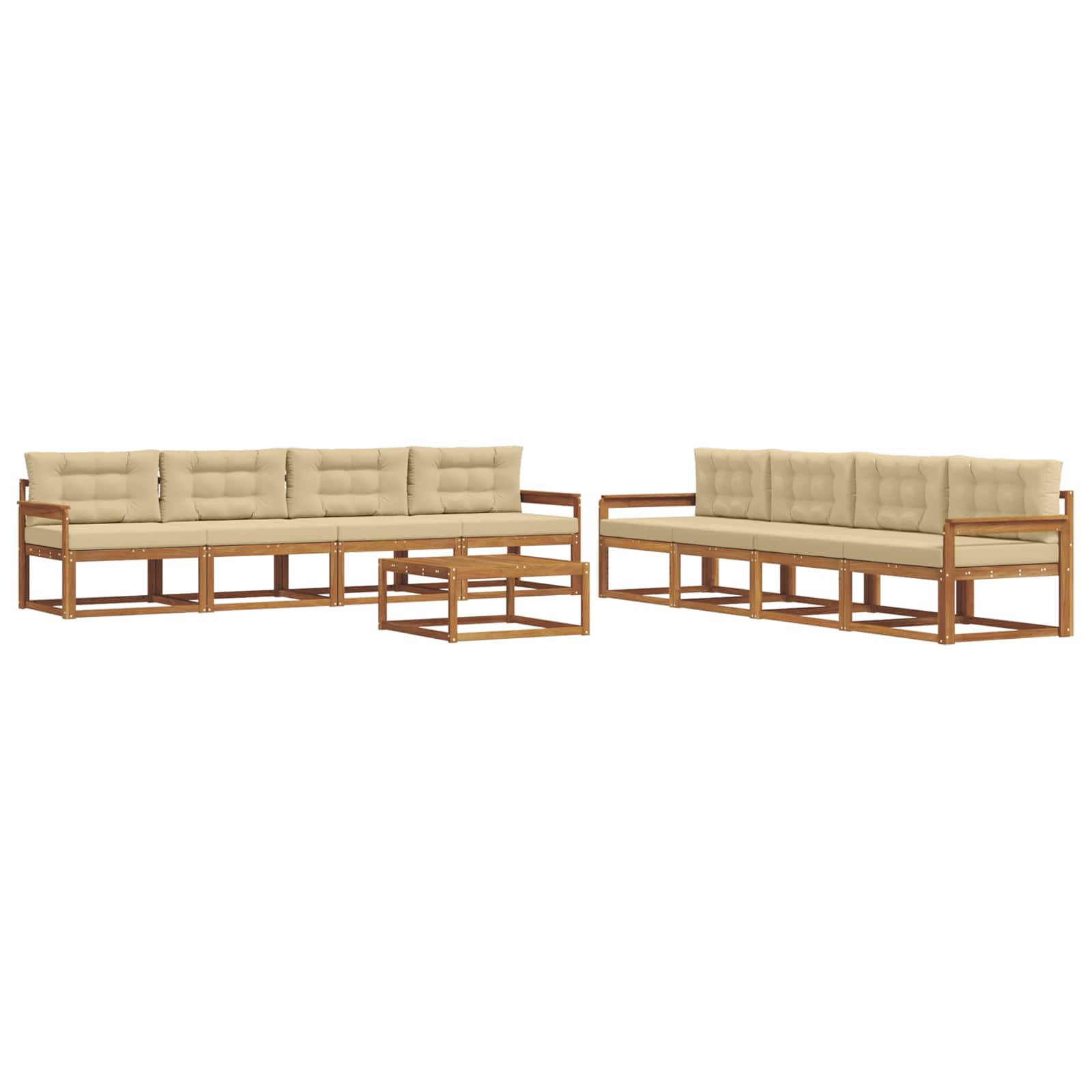 Outdoor-Sofagarnitur mit Kissen 9 pcs Natur und Beige