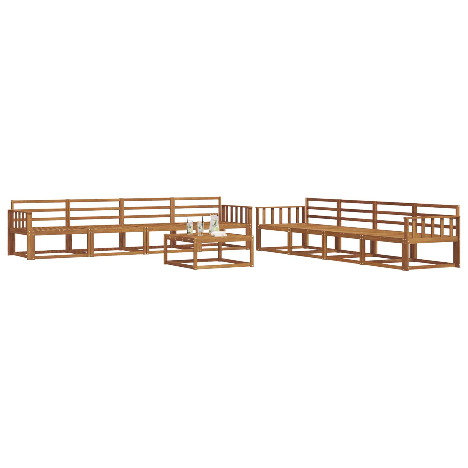 Outdoor-Sofagarnitur 9 pcs Natur Massivholz Akazie