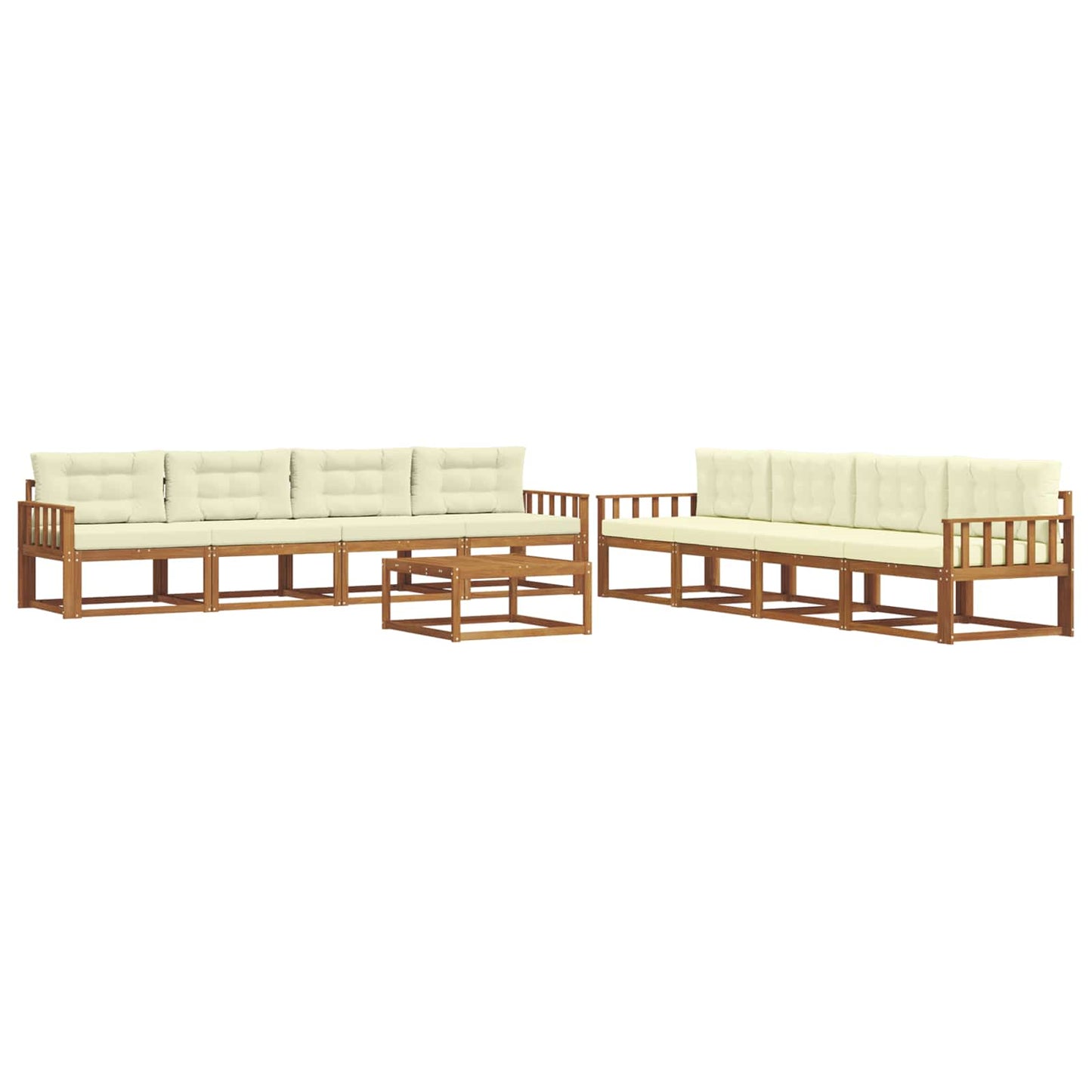 Outdoor-Sofagarnitur mit Kissen 9 pcs Natur und Creme